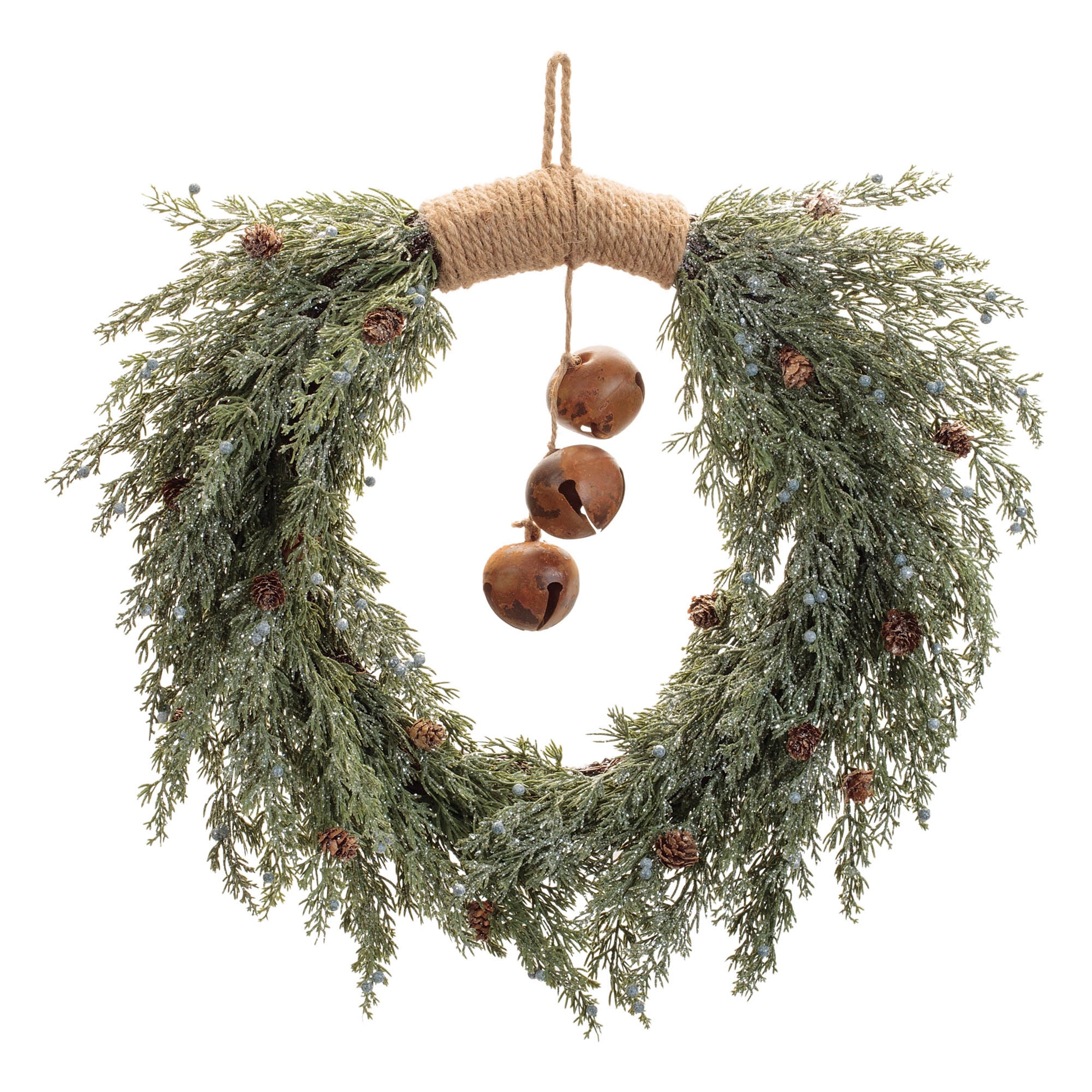 Pine w/Bell Wreath 22"D Faux Floral Materials