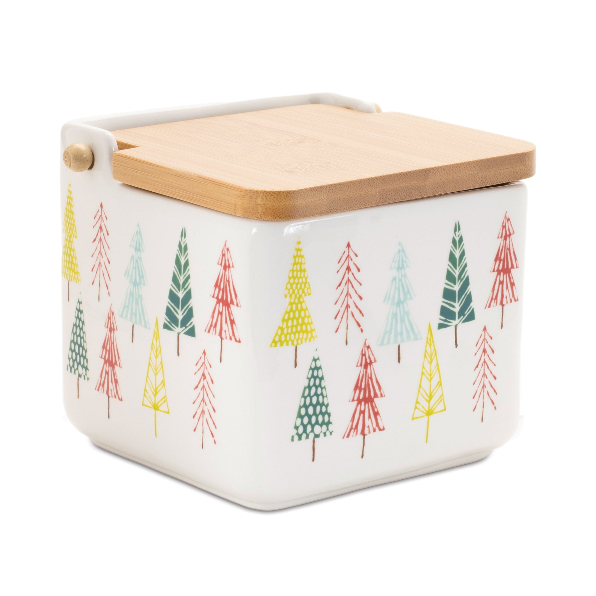 Box w/Tree Pattern 5"SQ x 4.75"H Ceramic