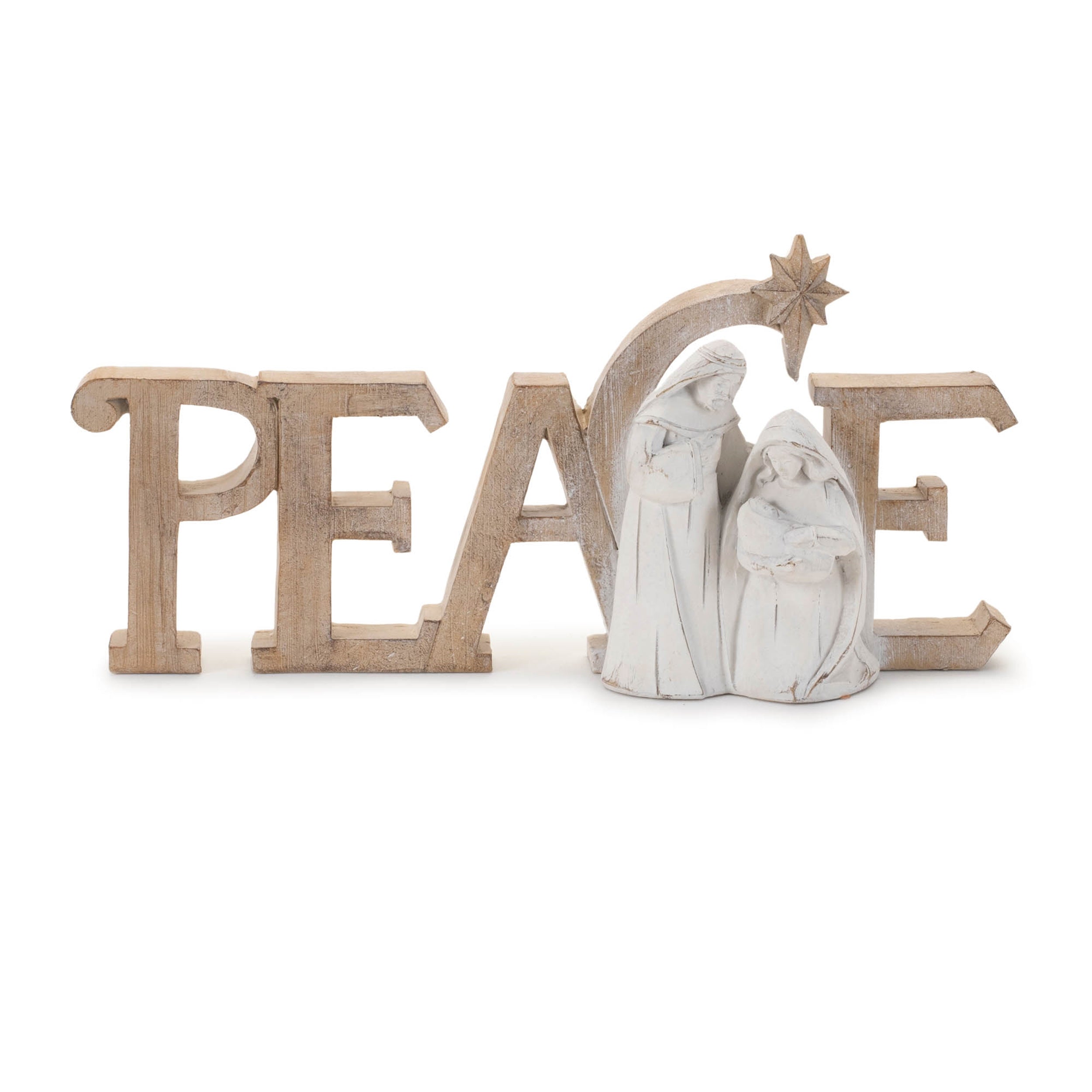 Peace with Holy Family 10"L x 4.75"H Resin