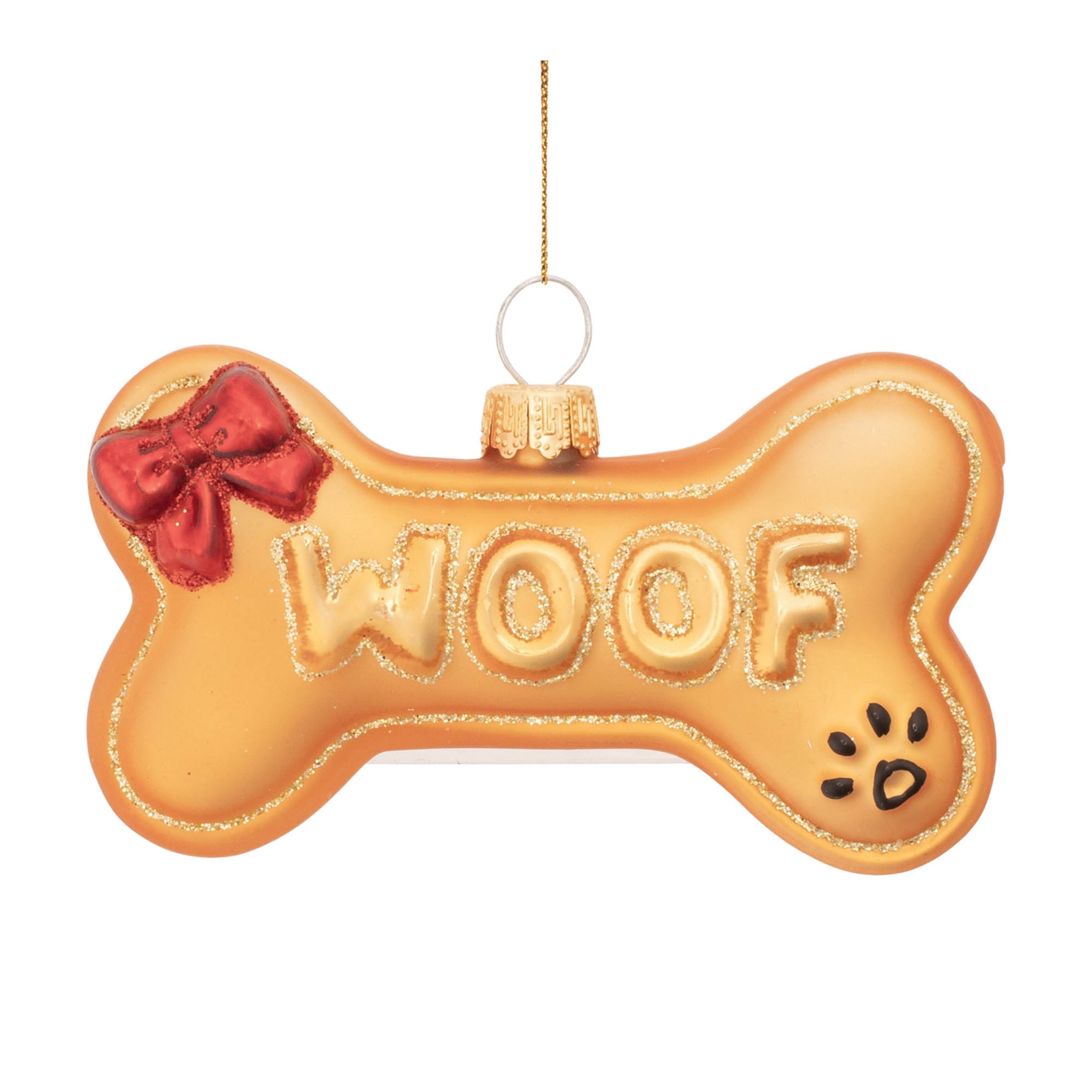 Woof Bone Ornament (Set of 12) 3.75"L x 3"H Glass