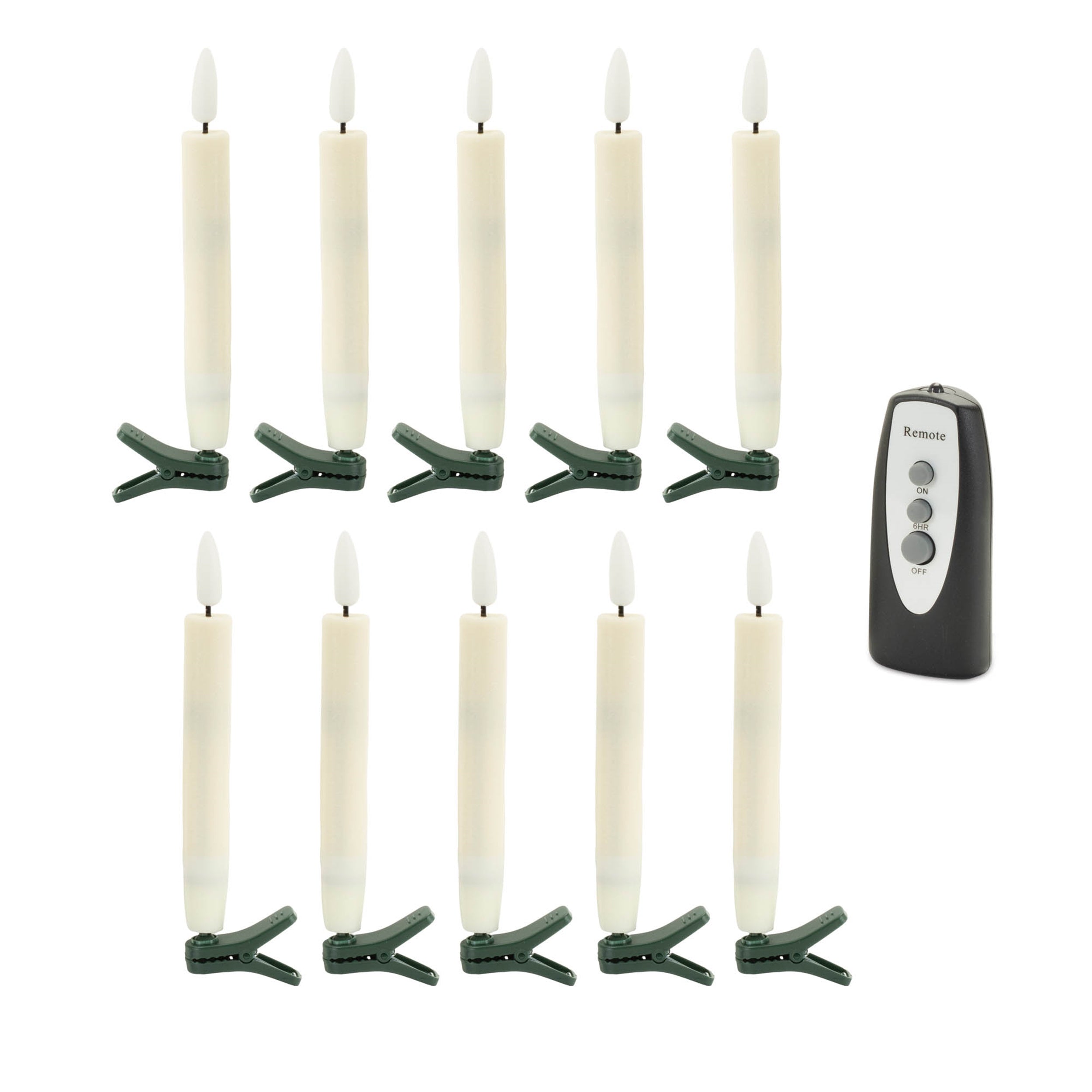 Candle Clip w/Remote (Set of 10) IVORY 5.5"H 1 AAA Battery Not Included