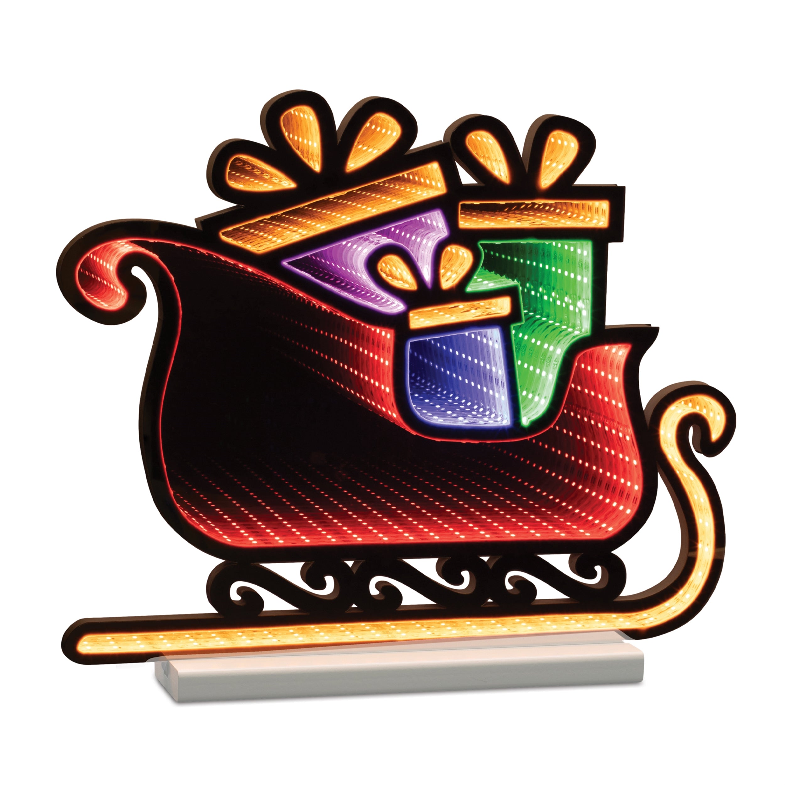 Sleigh w/Packages Infinity Light 17"L x 14.5"H Acrylic UL Plug