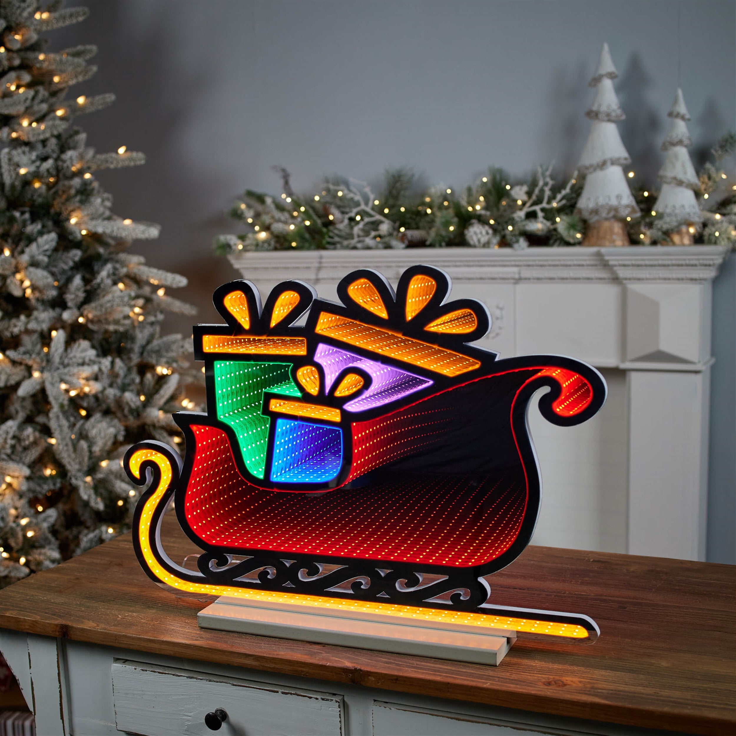 Sleigh w/Packages Ekkolight 24.5"L x 18"H Acrylic UL Plug