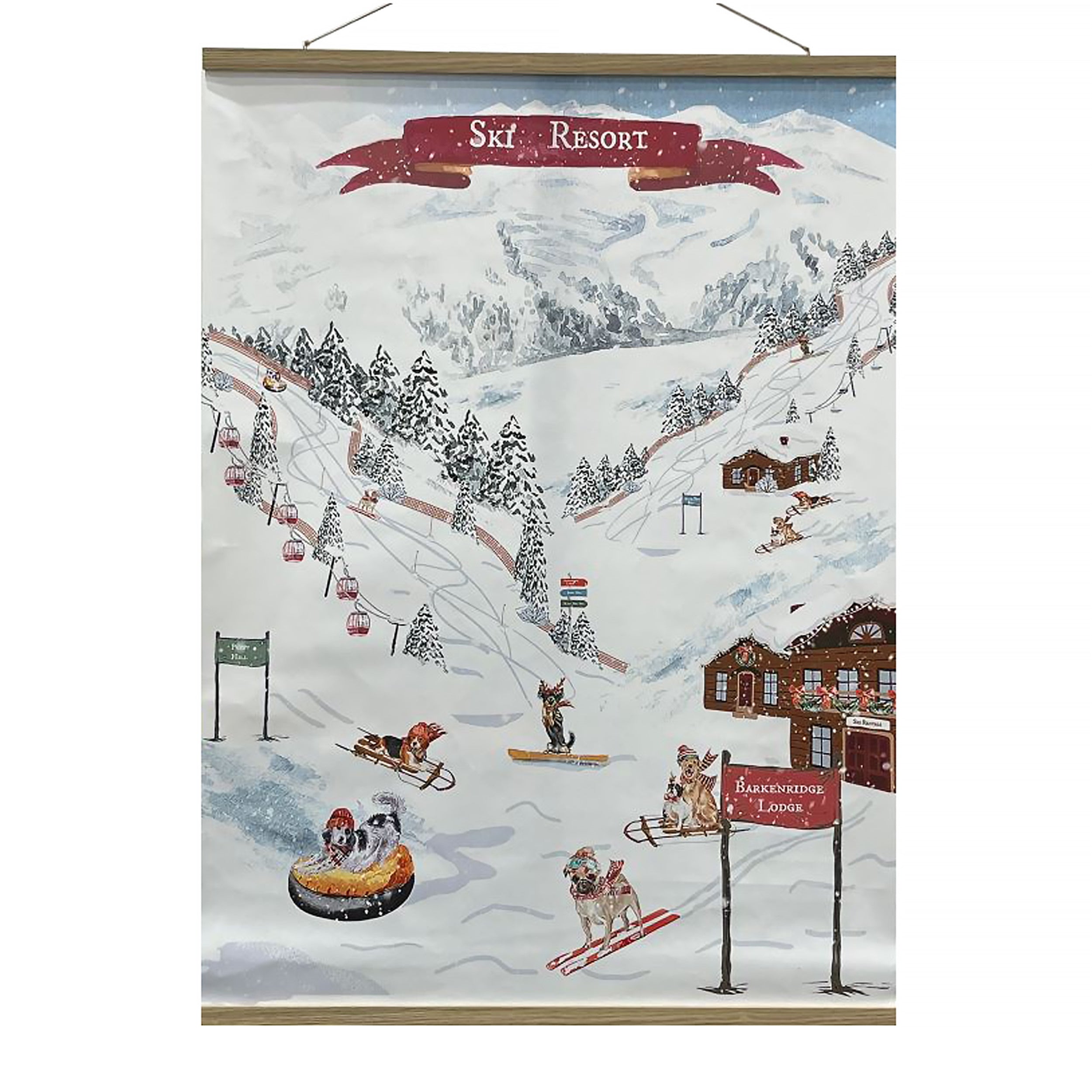 Ski Dogs Banner 36"L x 48"H Canvas/MDF