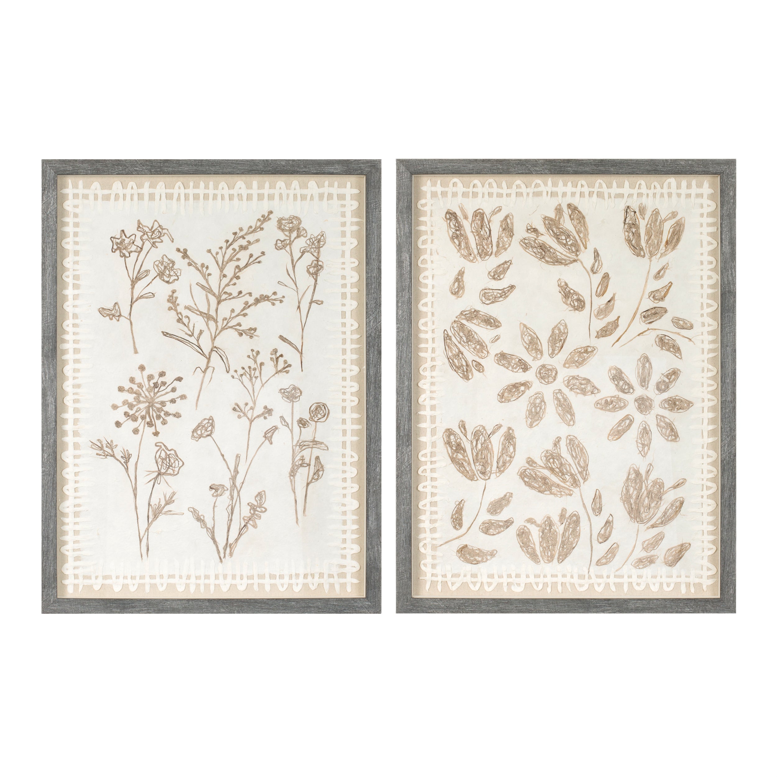 Framed Floral Wall Décor (Set of 2) 18"L x 24"H Glass/MDF/Paper