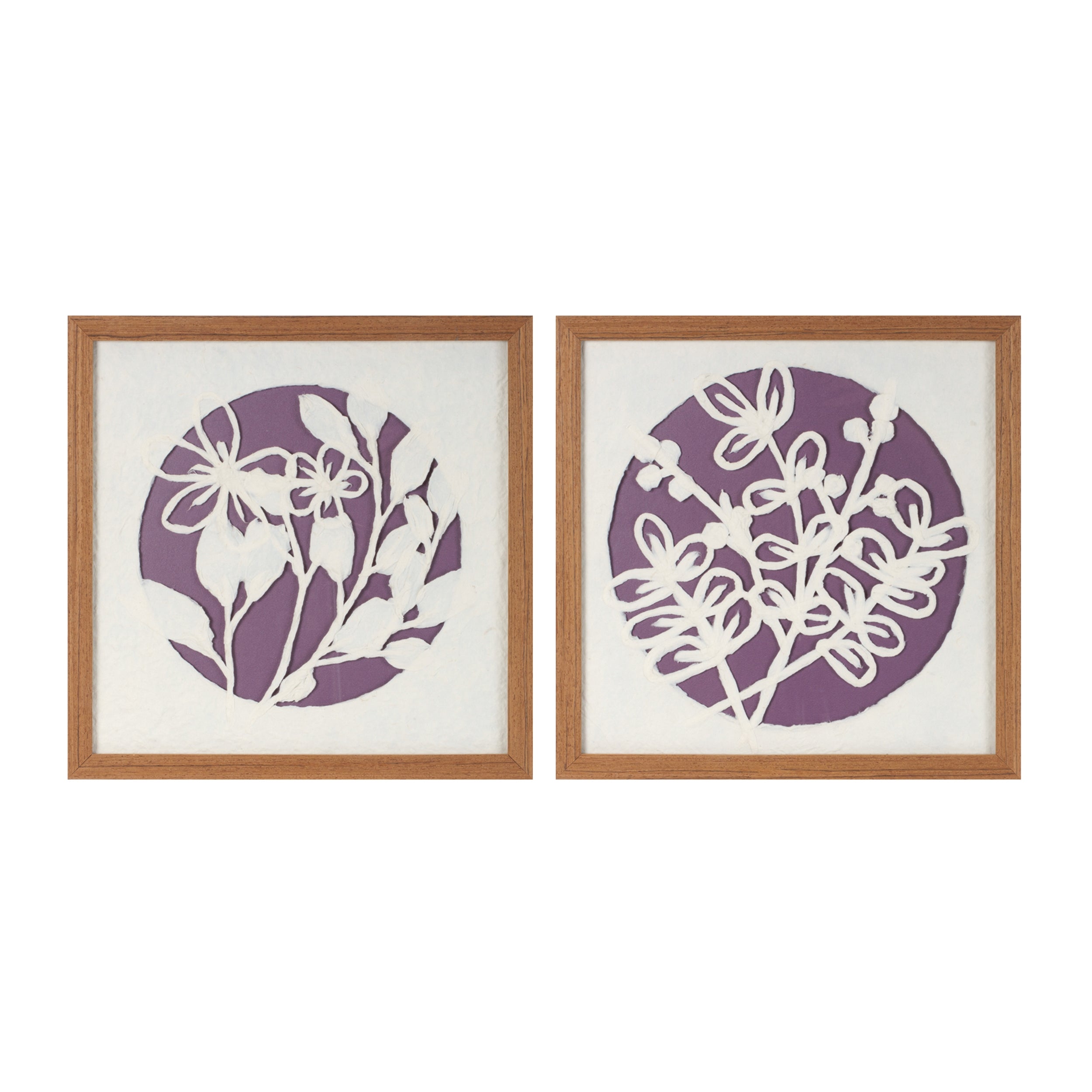 Framed Floral Wall Décor (Set of 2) 14"SQ Paper/MDF/Glass