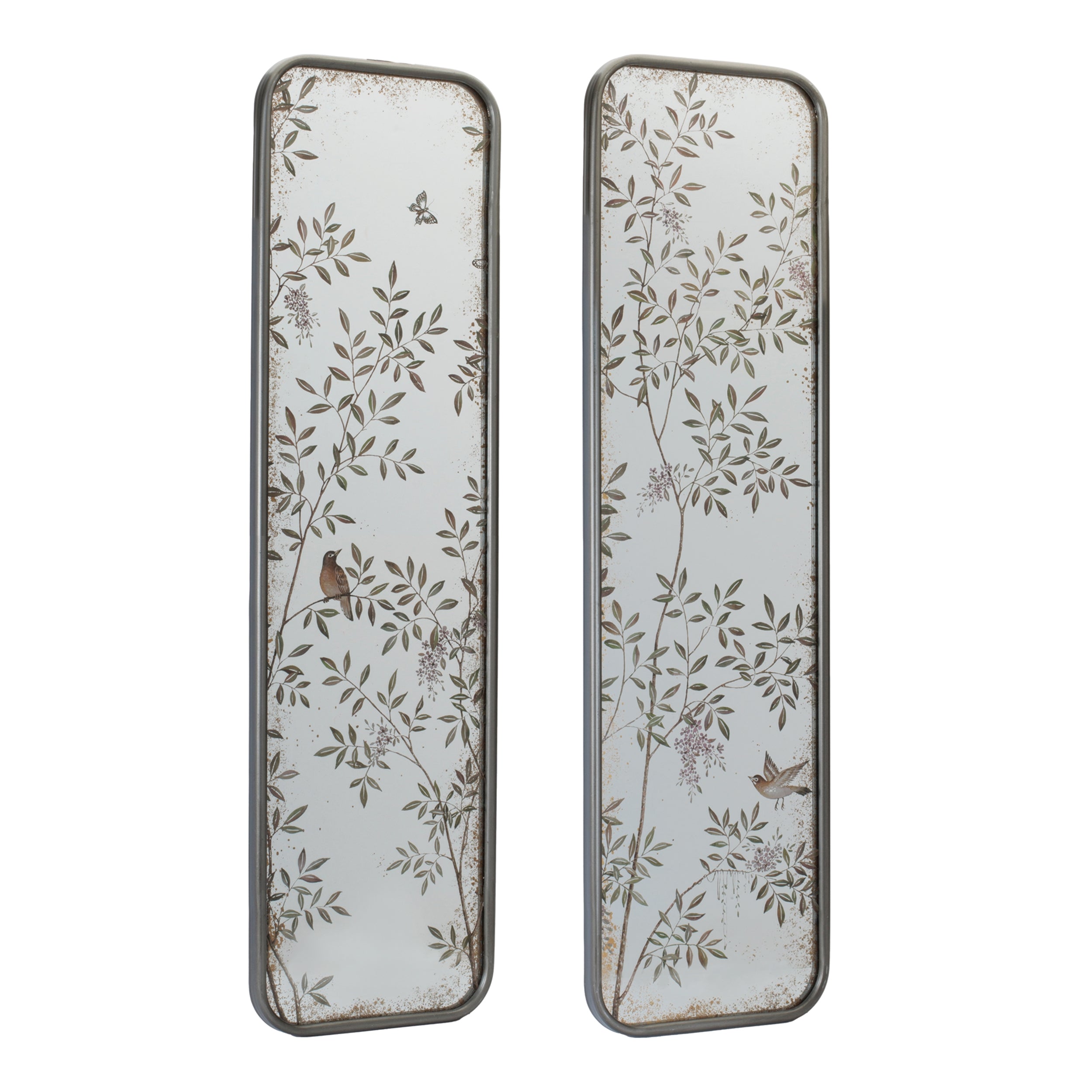 Wall Mirror (Set of 2) 10"L x 36"H MDF/Metal/Glass