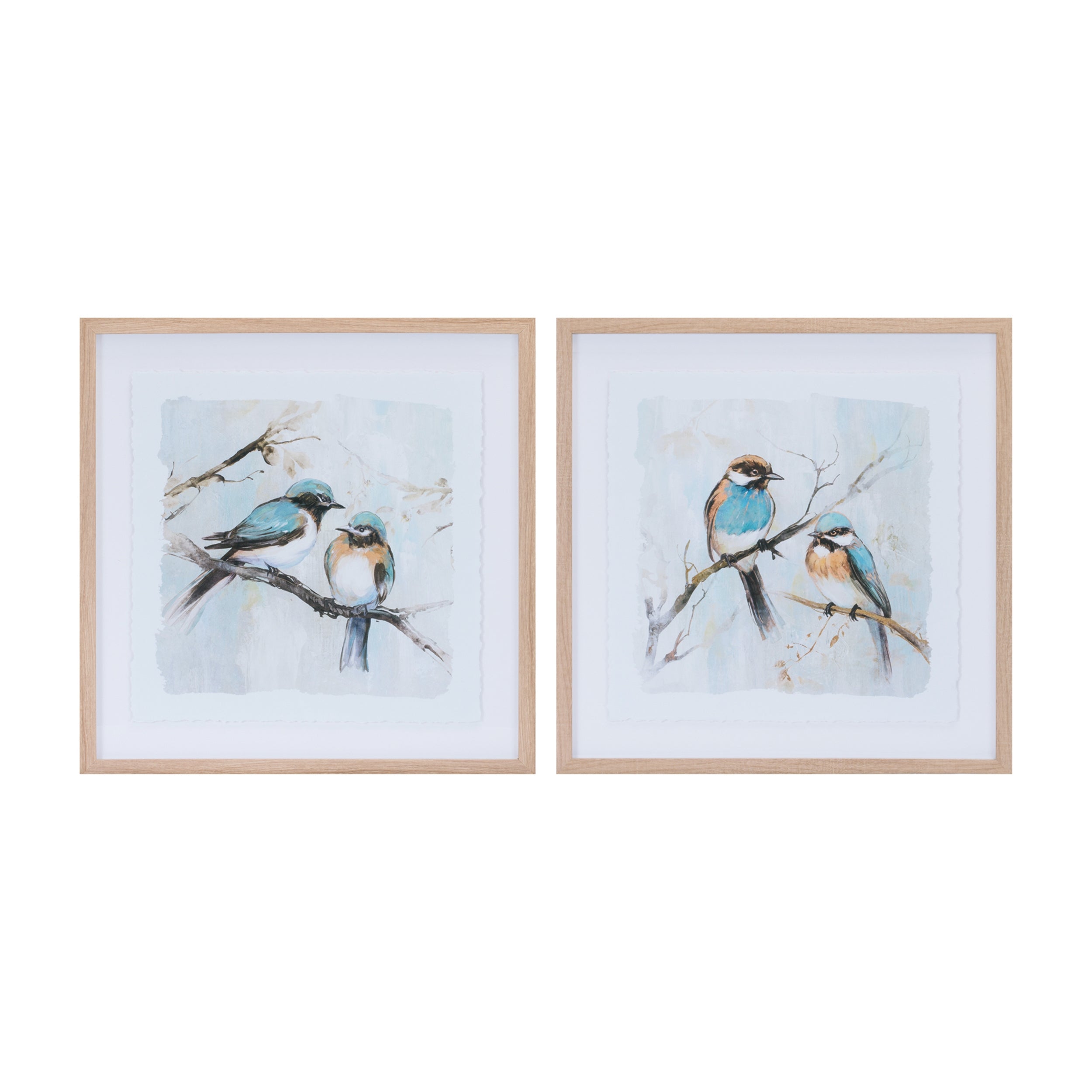 Framed Bird Print (Set of 2) 21"SQ Plastic/Paper