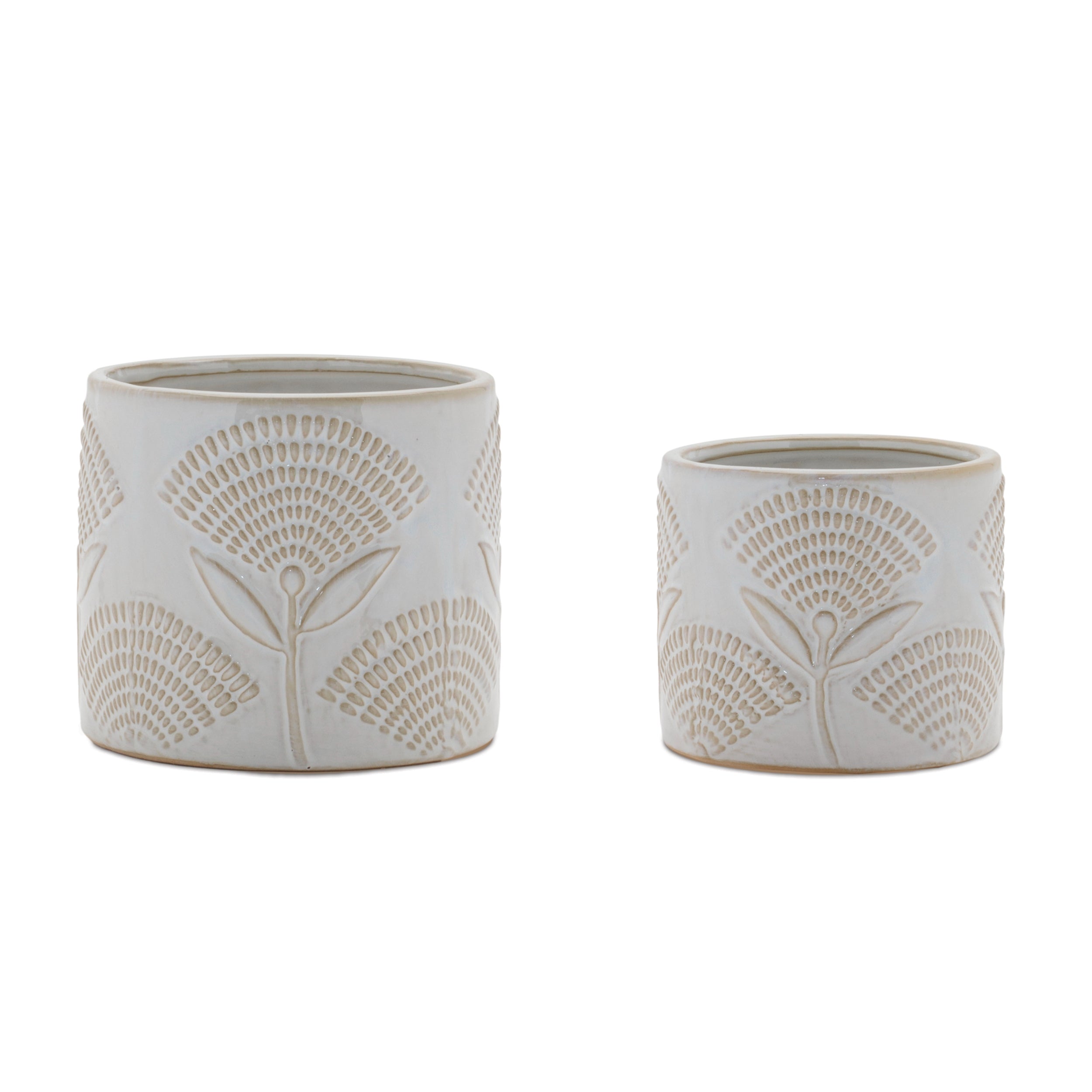 Container (Set of 2) 4"D x 3.5"H, 5.5"D x 4.5"H Porcelain