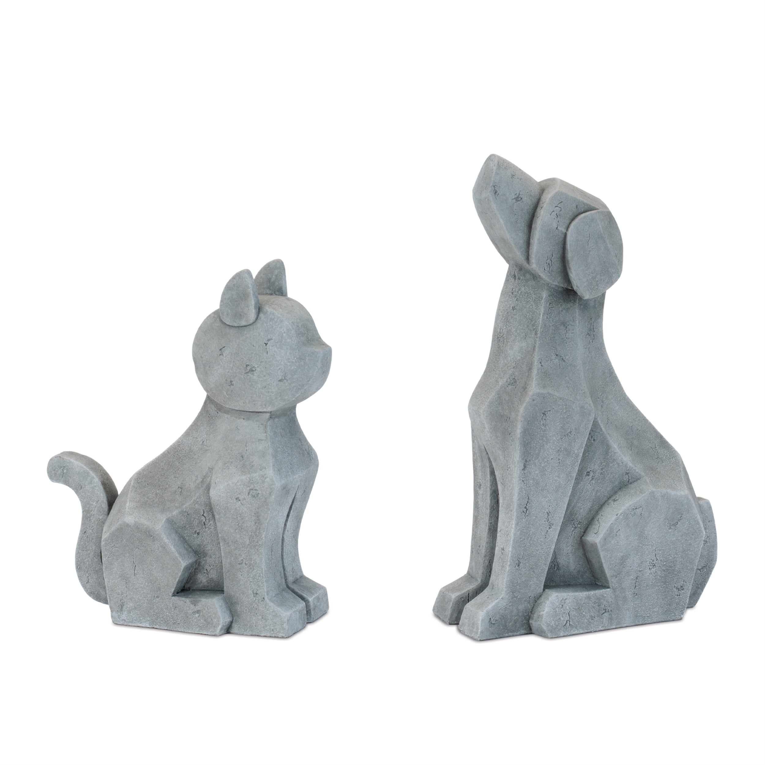 Dog and Cat (Set of 2) 10.75"H, 14"H Resin