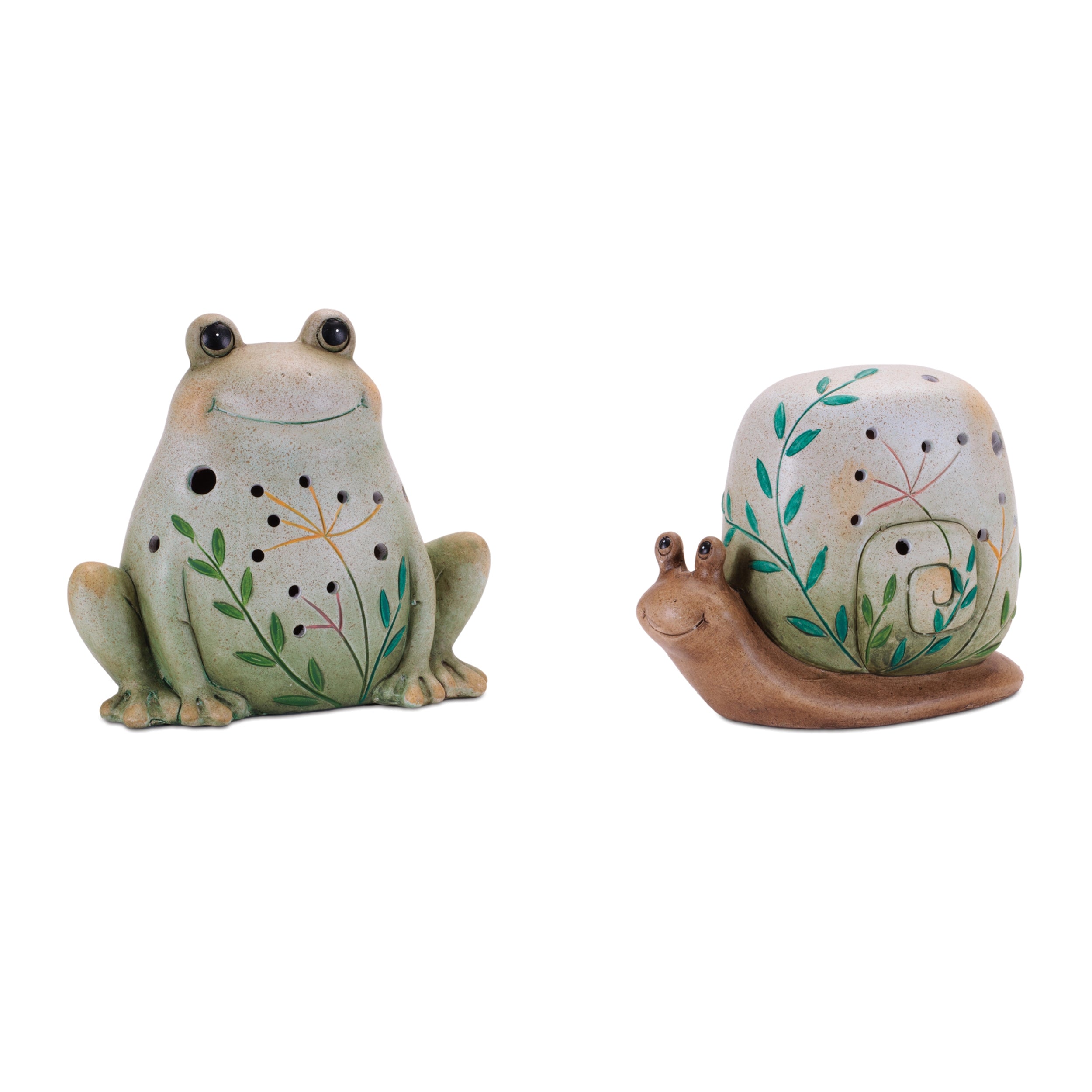 Frog and Snail (Set of 2) 6"H, 6.75"H Terra Cotta