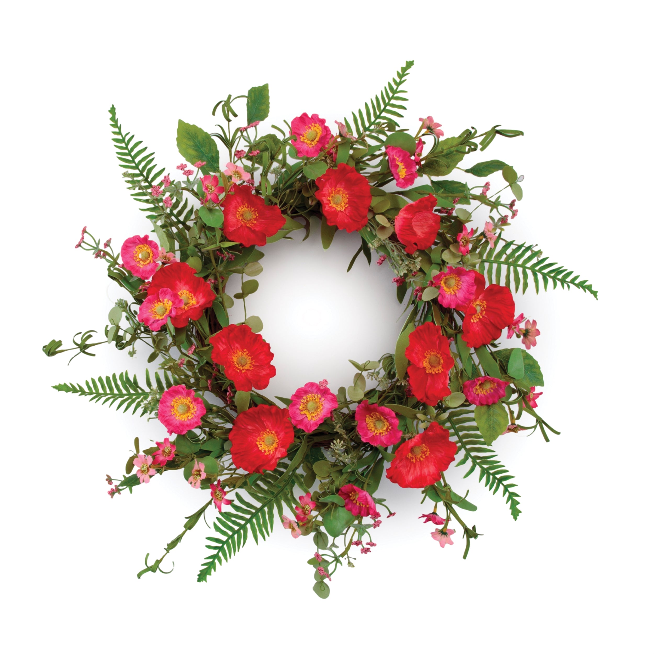 Mixed Poppy Wreath 22"D EVA/Faux Floral Materials