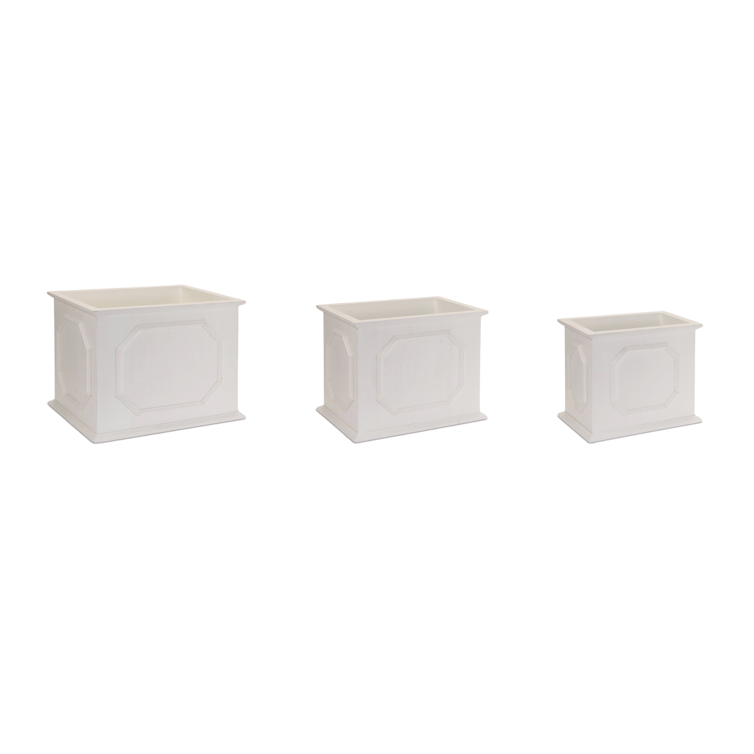 Planter (Set of 3) 13"L x 11.25"H, 15.5"L x 12.25"H, 18"L x 13.25"H MDF