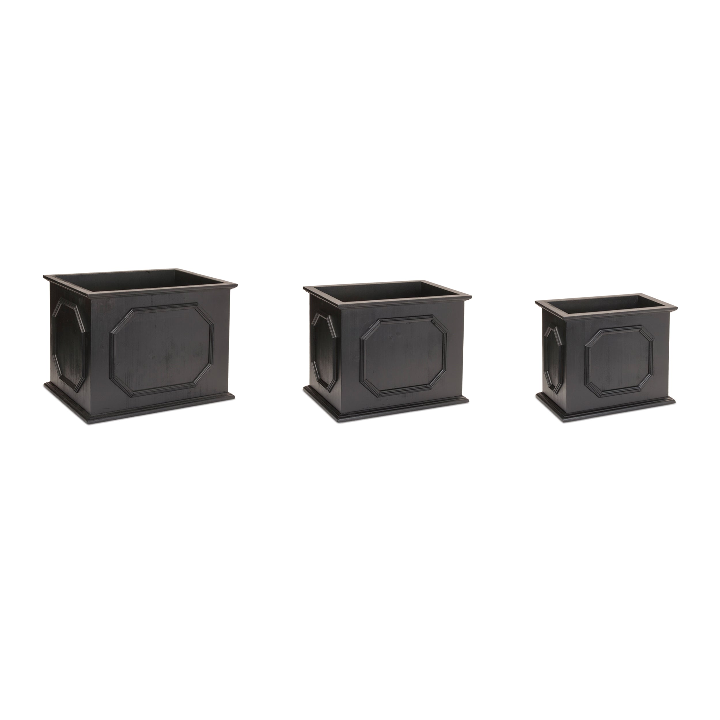 Planter (Set of 3) 13"L x 11.25"H, 15.5"L x 12.25"H, 18"L x 13.25"H MDF