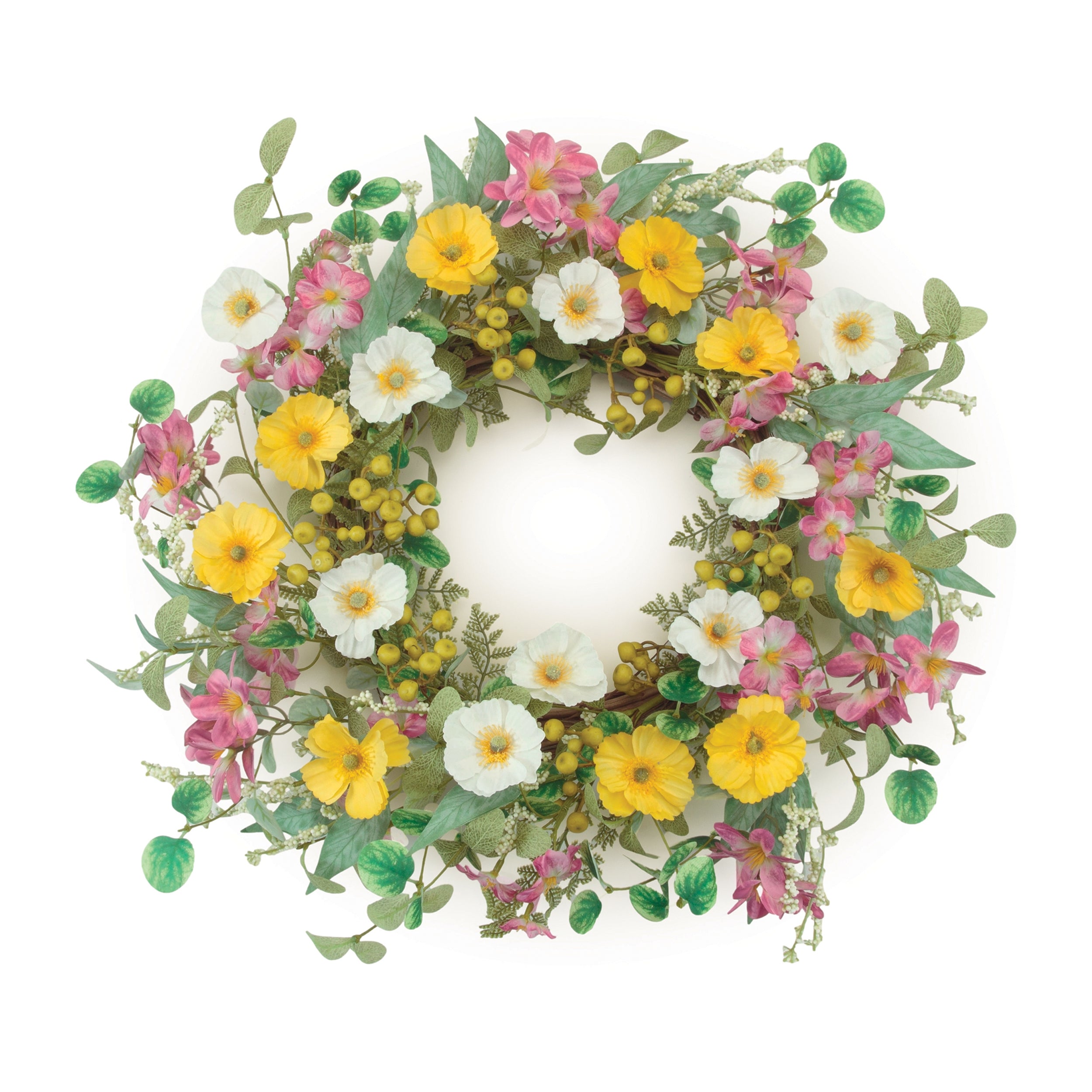 Mixed Floral Wreath 24"D Faux Floral Materials