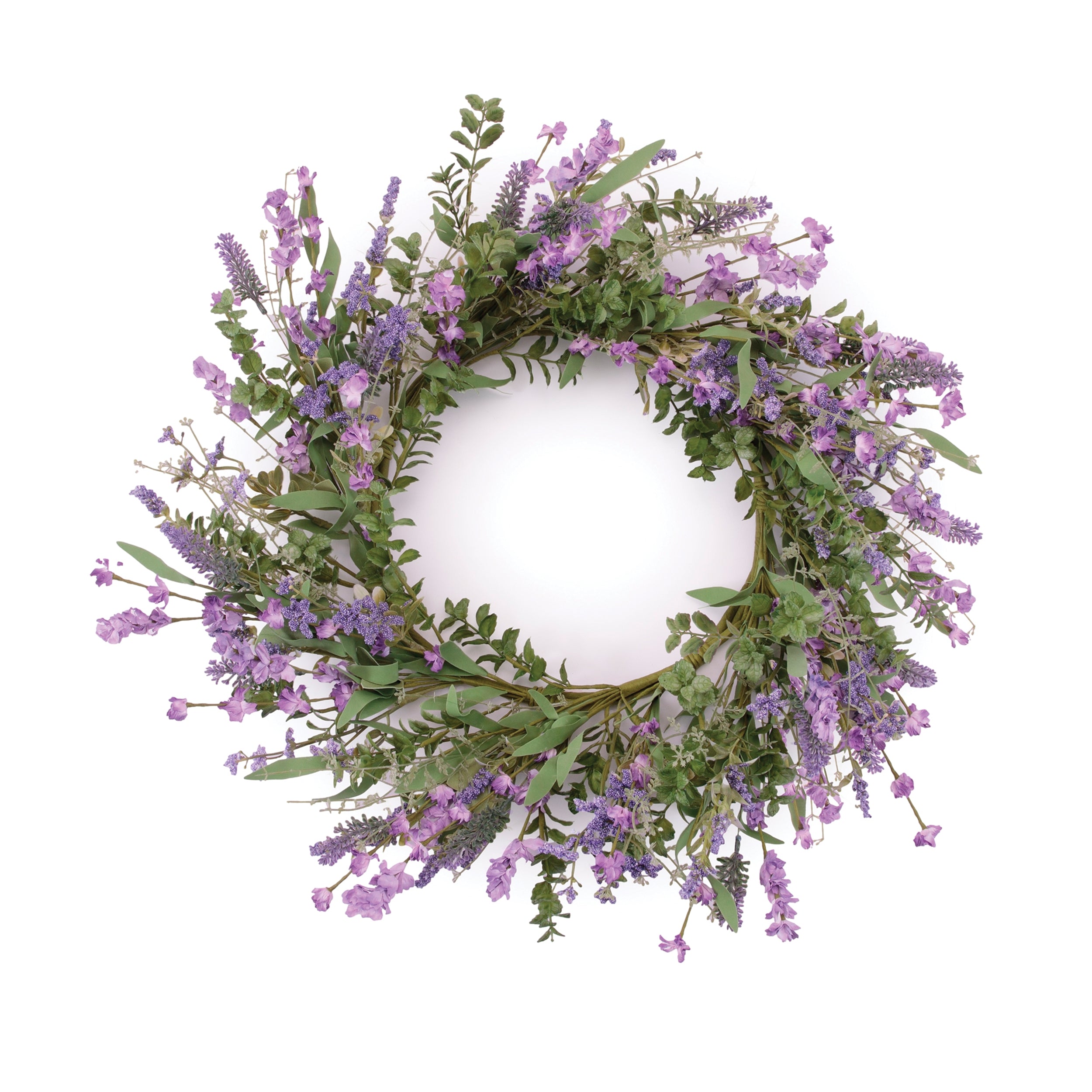 Mixed Lavender Wreath 20"D Faux Floral Materials
