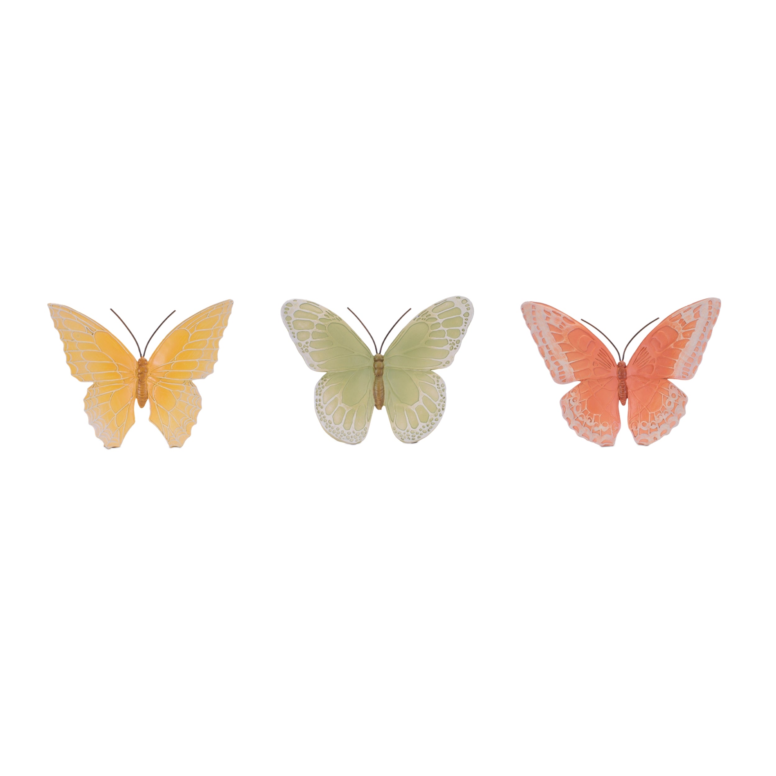Butterfly (Set of 3) 6.75"L x 5.5"H, 7"L x 5.5"H, 7.25"L x 5.75"H Resin