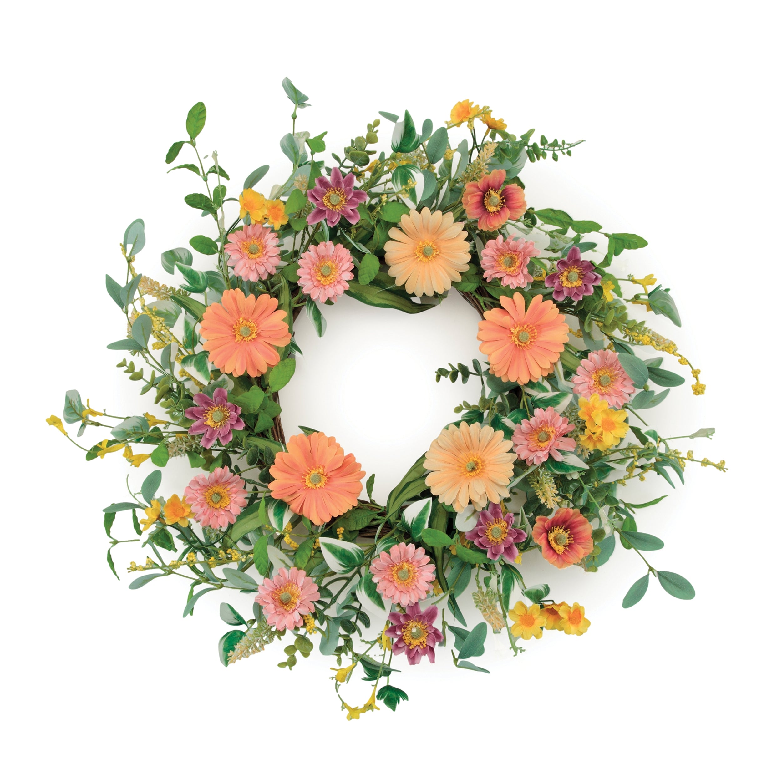 Mixed Gerbera Daisy Wreath 24"D Faux Floral Materials