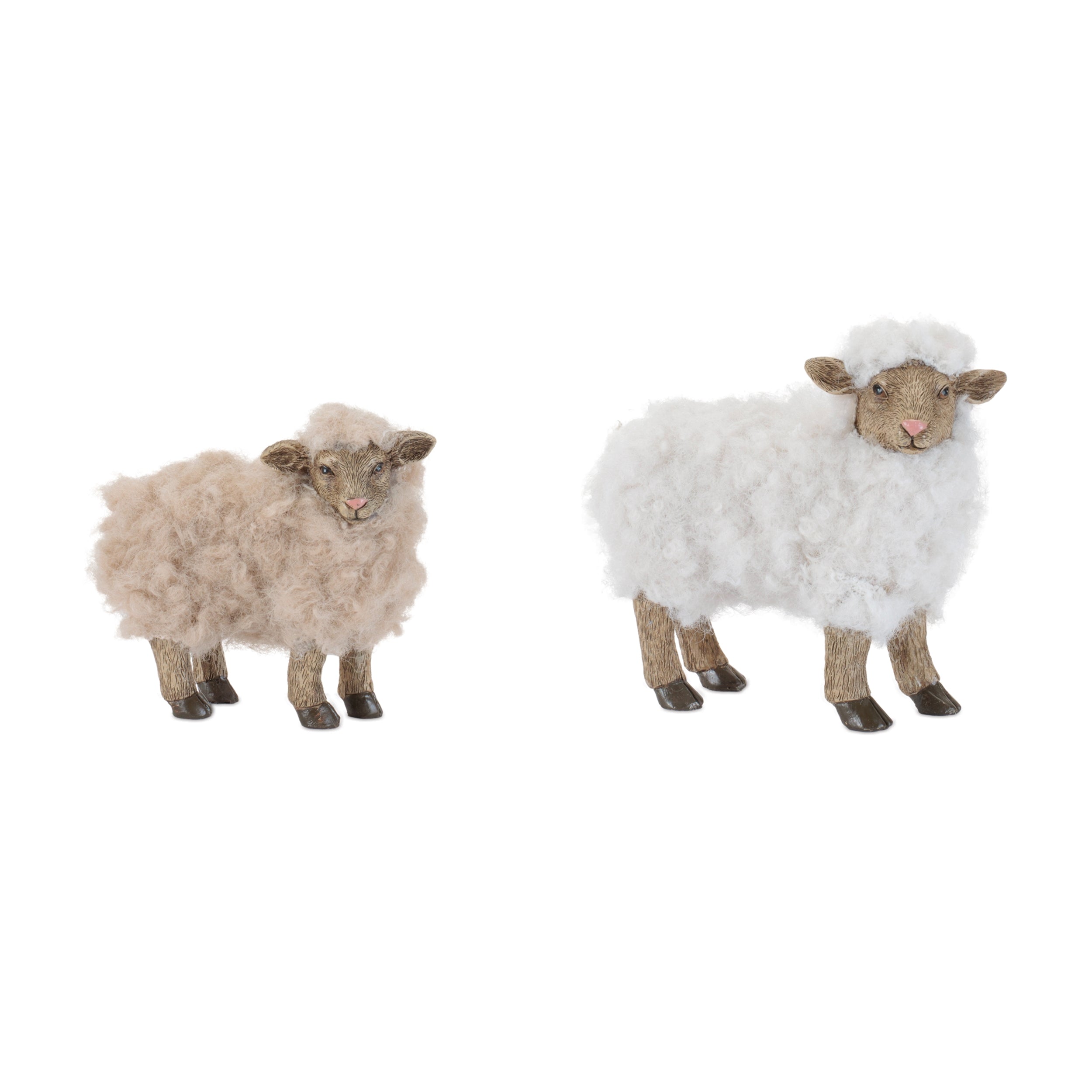 Sheep (Set of 6) 4"H, 4.5"H Resin/Faux Fur