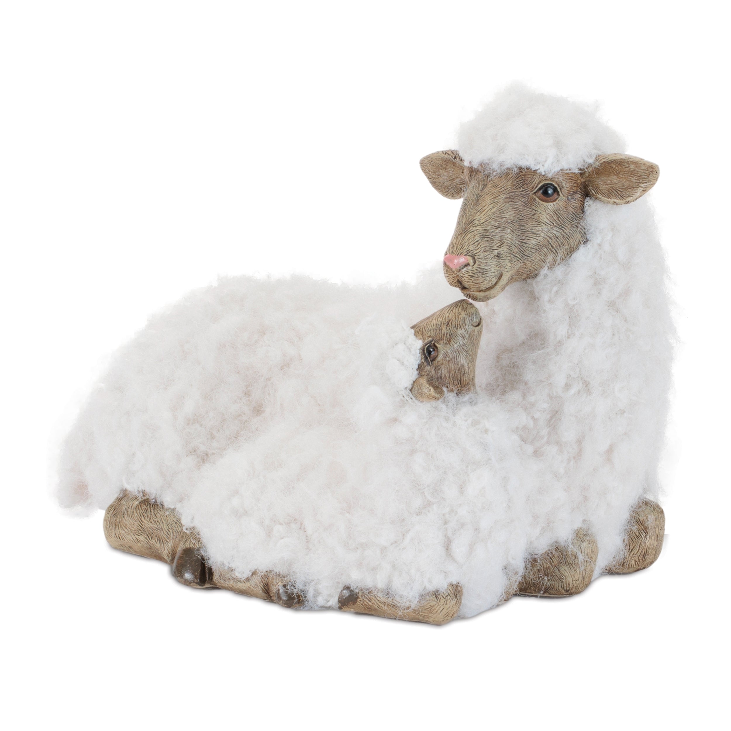 Sheep w/Lamb 9"L x 11"H Resin/Faux Fur