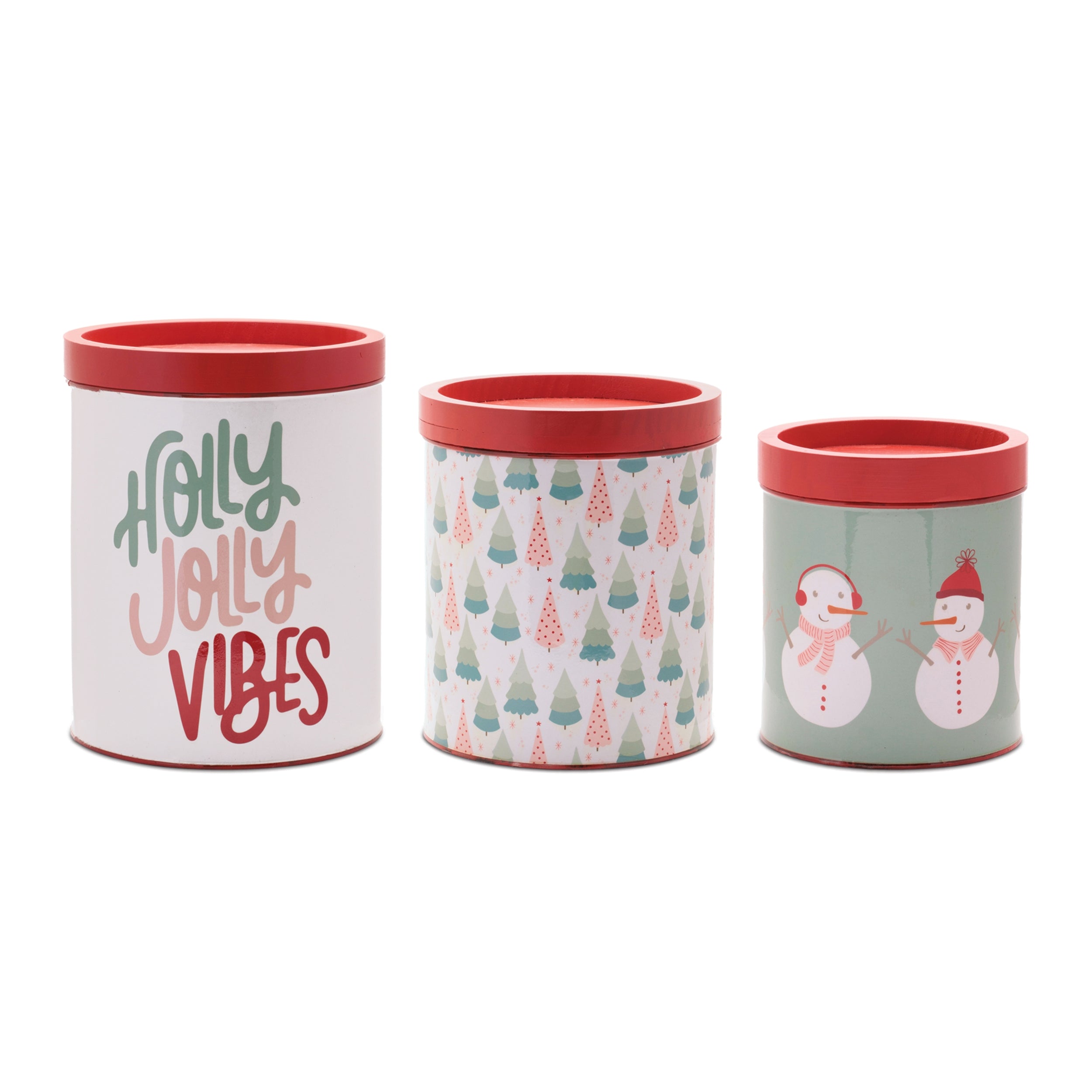 Canister (Set of 3) 6"D x 7"H, 7.25"D x 8.5"H, 8"D x 10"H Iron/Wood