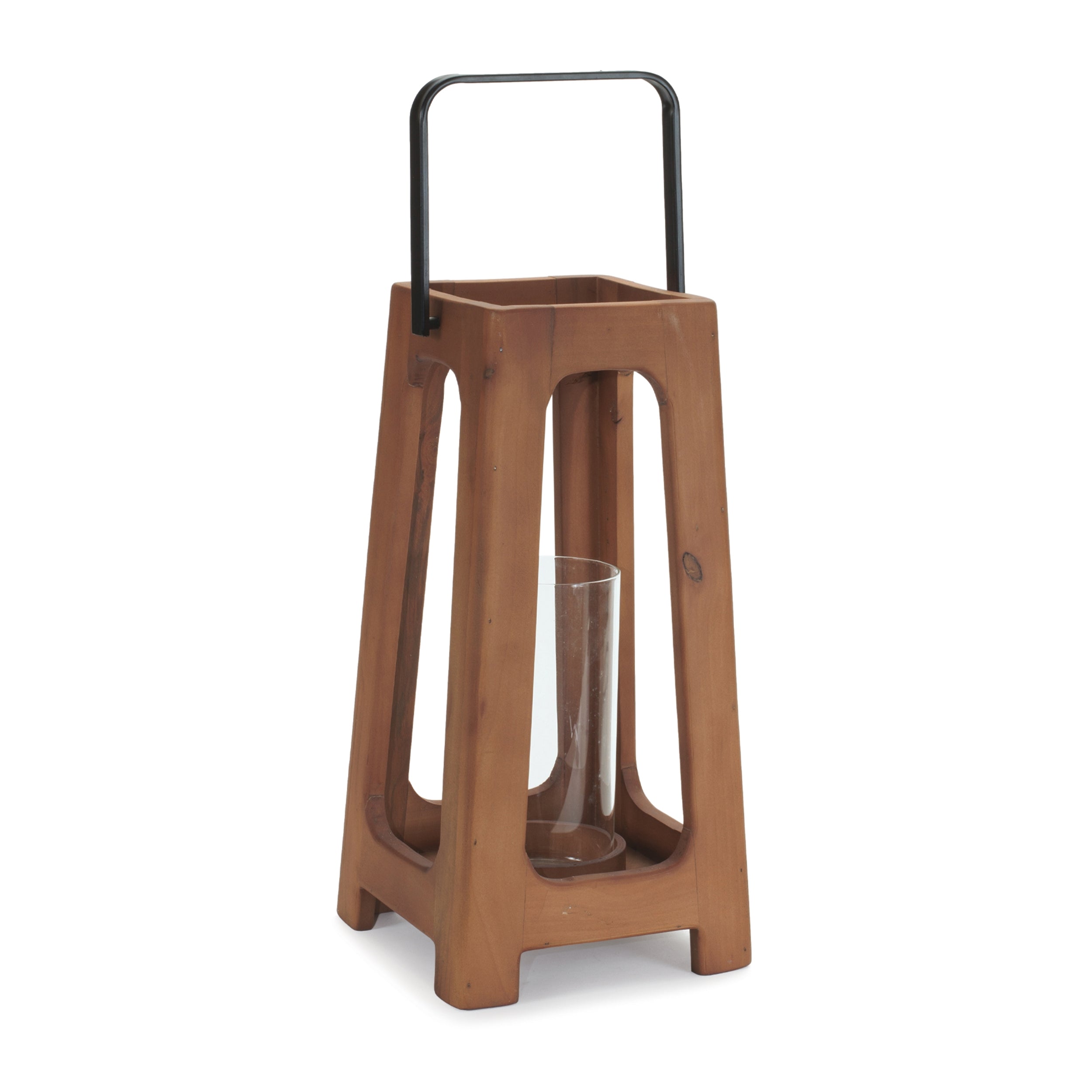 Lantern 8"SQ x 16"H Wood/MDF/Glass