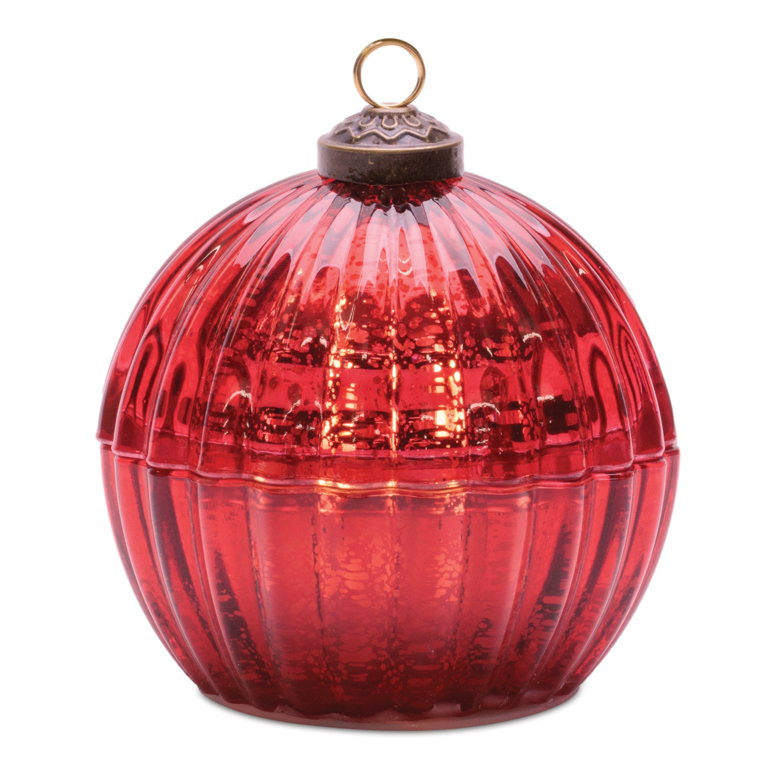 LED Ornament Candle 4"D x 4.25"H Glass 6 Hr Timer 2 AA Batteries Not Included