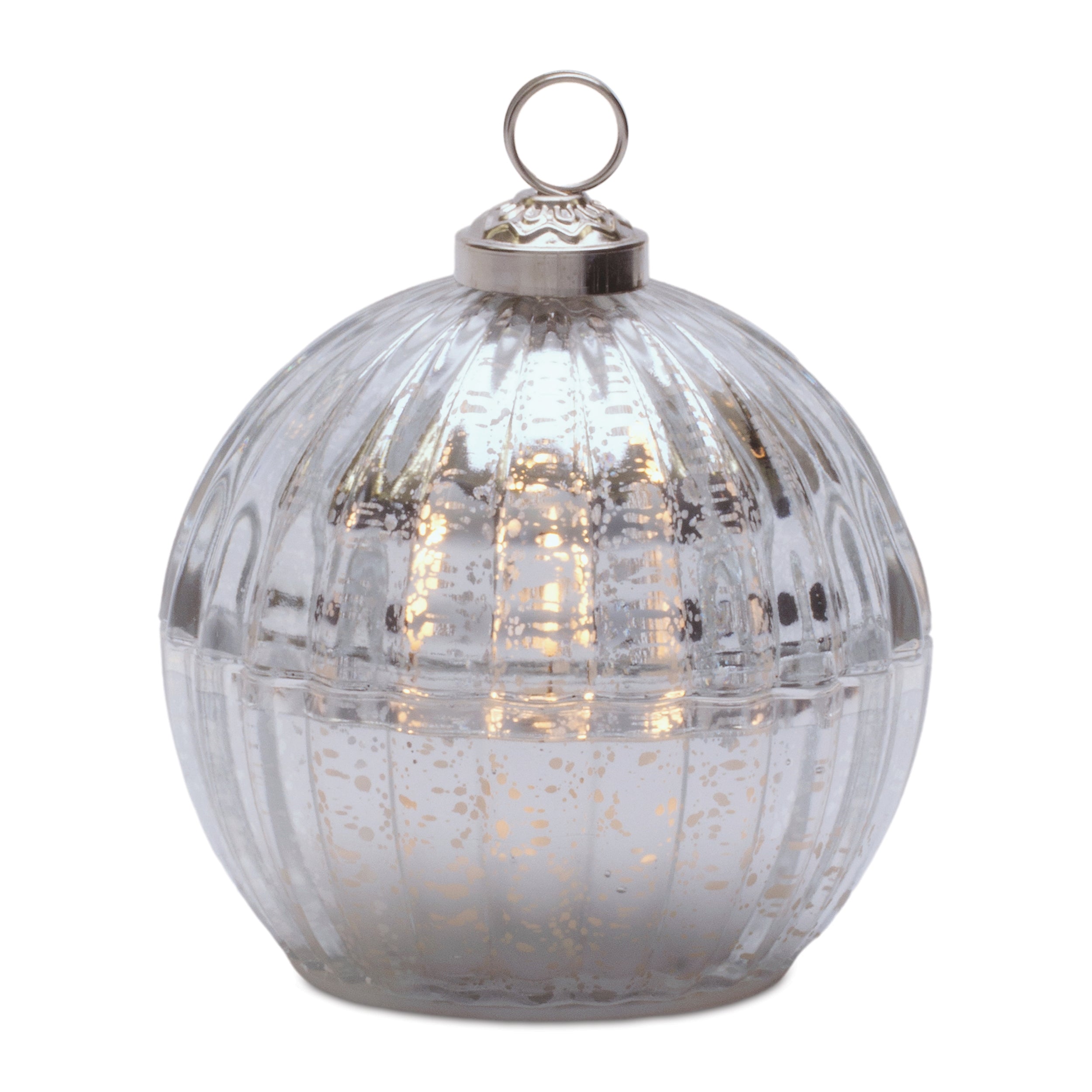 LED Ornament Candle 4"D x 4.25"H Glass 6 Hr Timer 2 AA Batteries Not Included