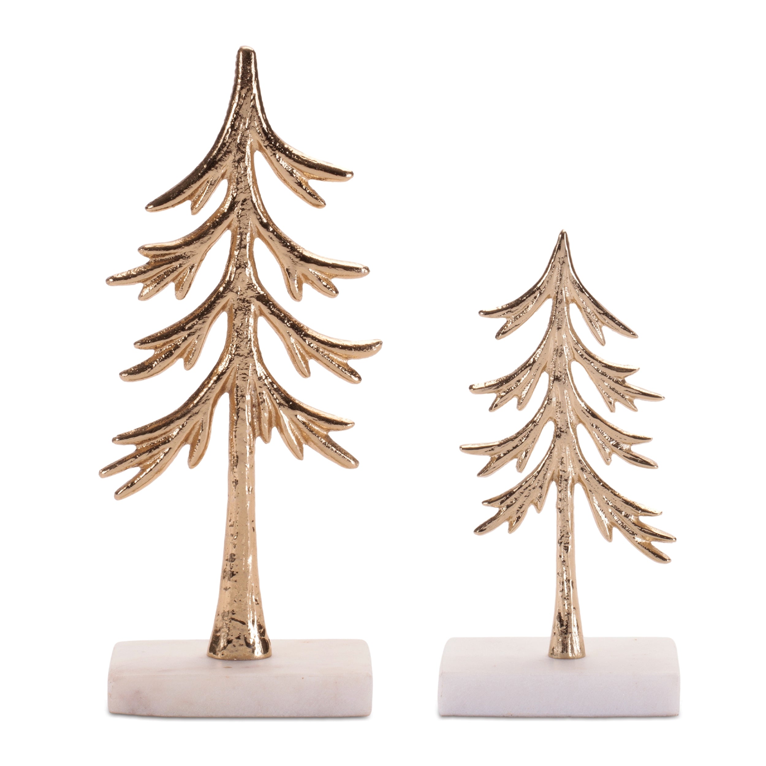 Tree (Set of 2) 6"H, 8.75"H Aluminum/Marble