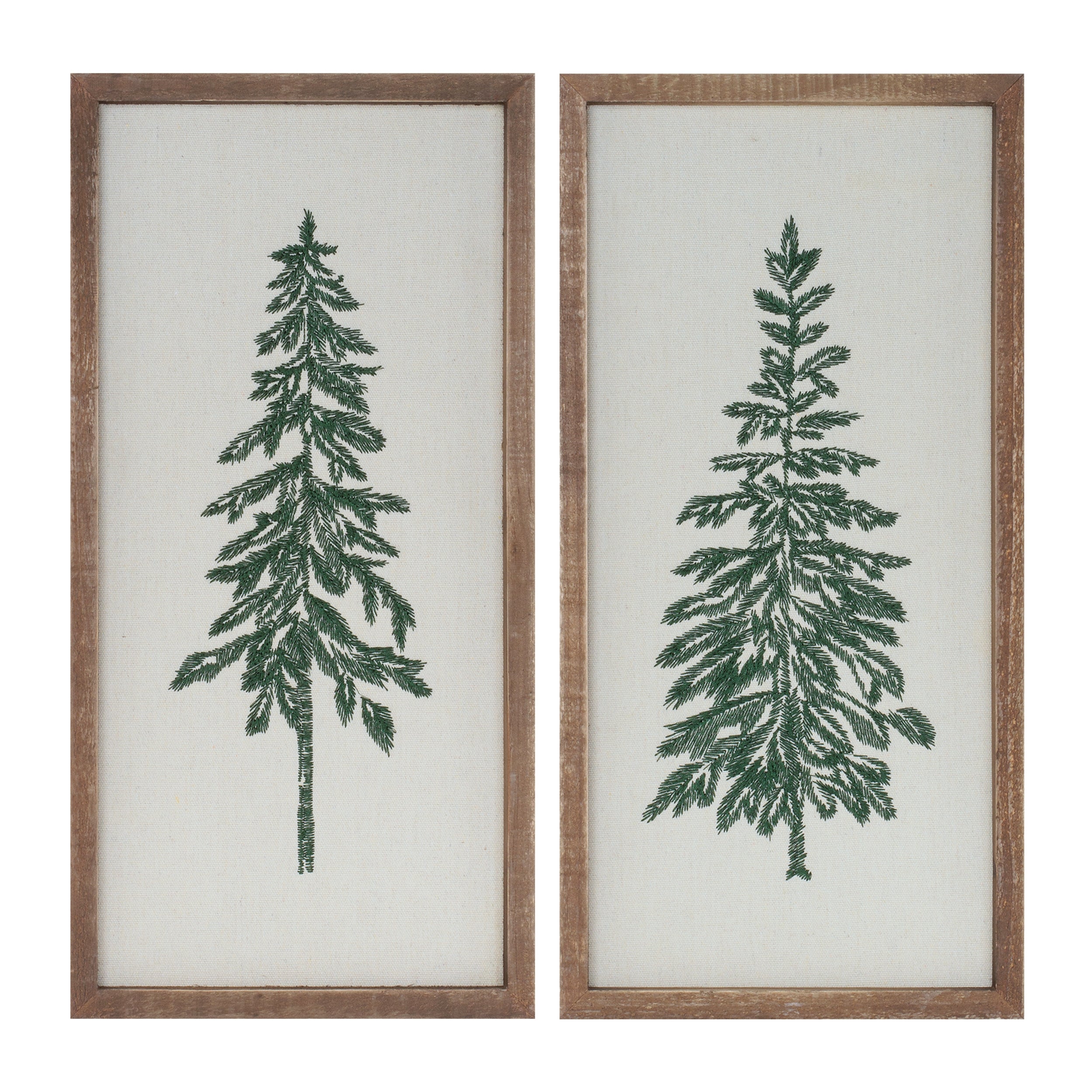 Framed Trees -Embroidery (2 set of) 9"L x 18"H MDF/Wood