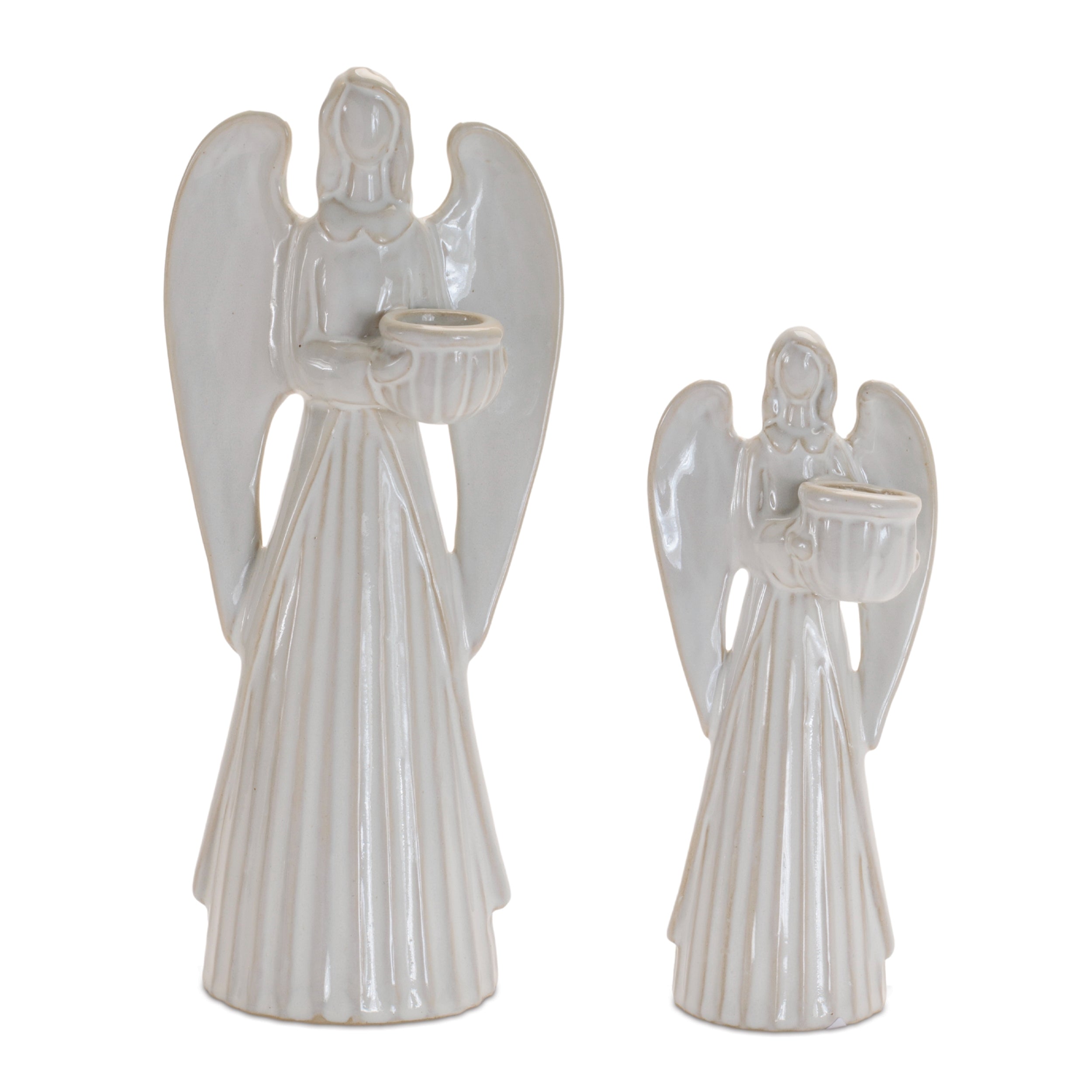 Angel Candle Holder (Set of 2) 7.25"H, 10"H Ceramic