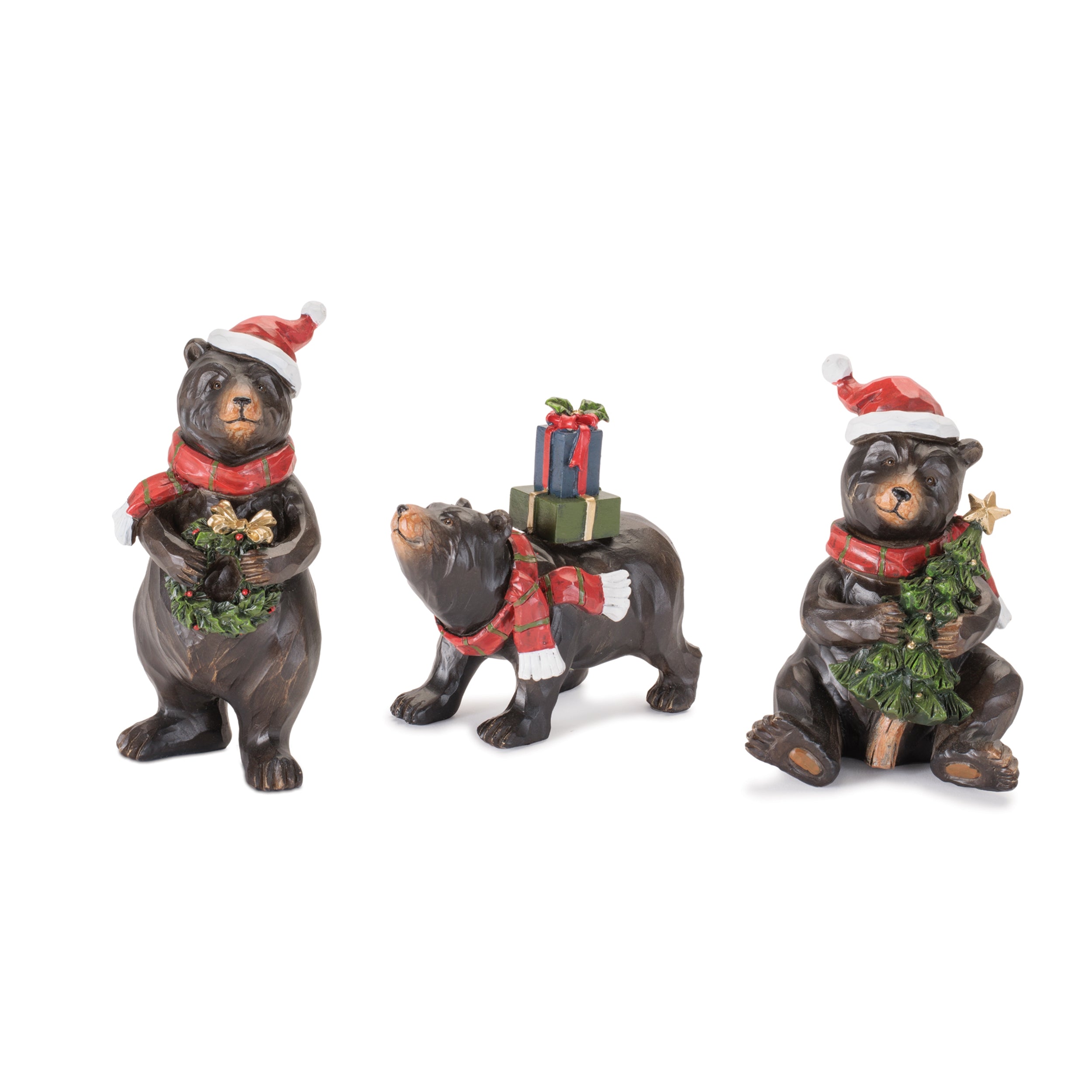 Holiday Bear (3 set of) 5"H, 5.25"H, 6.5"H Resin