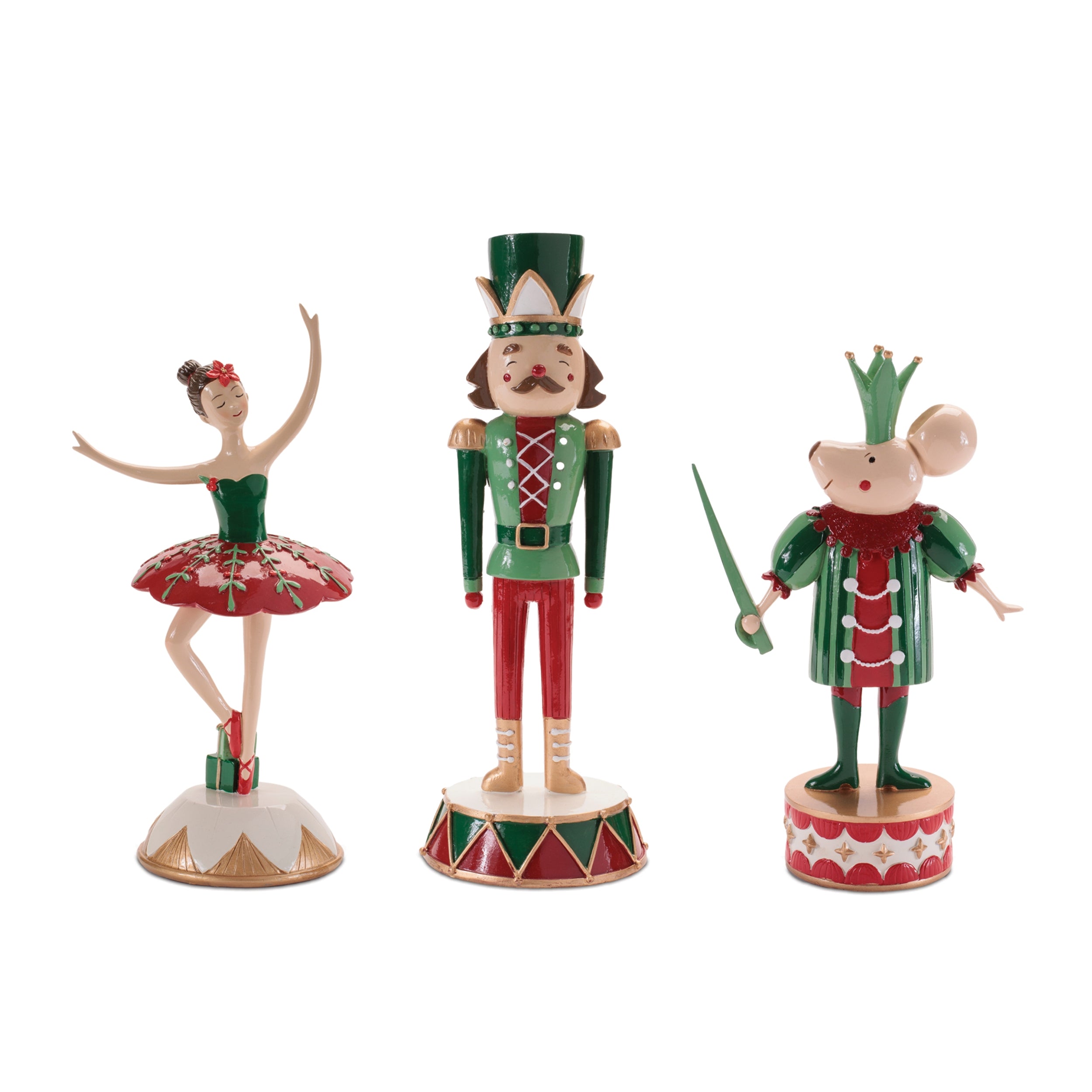 Soldier, Mouse, Ballerina Figures (S/3) 11"H, 11.5"H, 12"H Resin