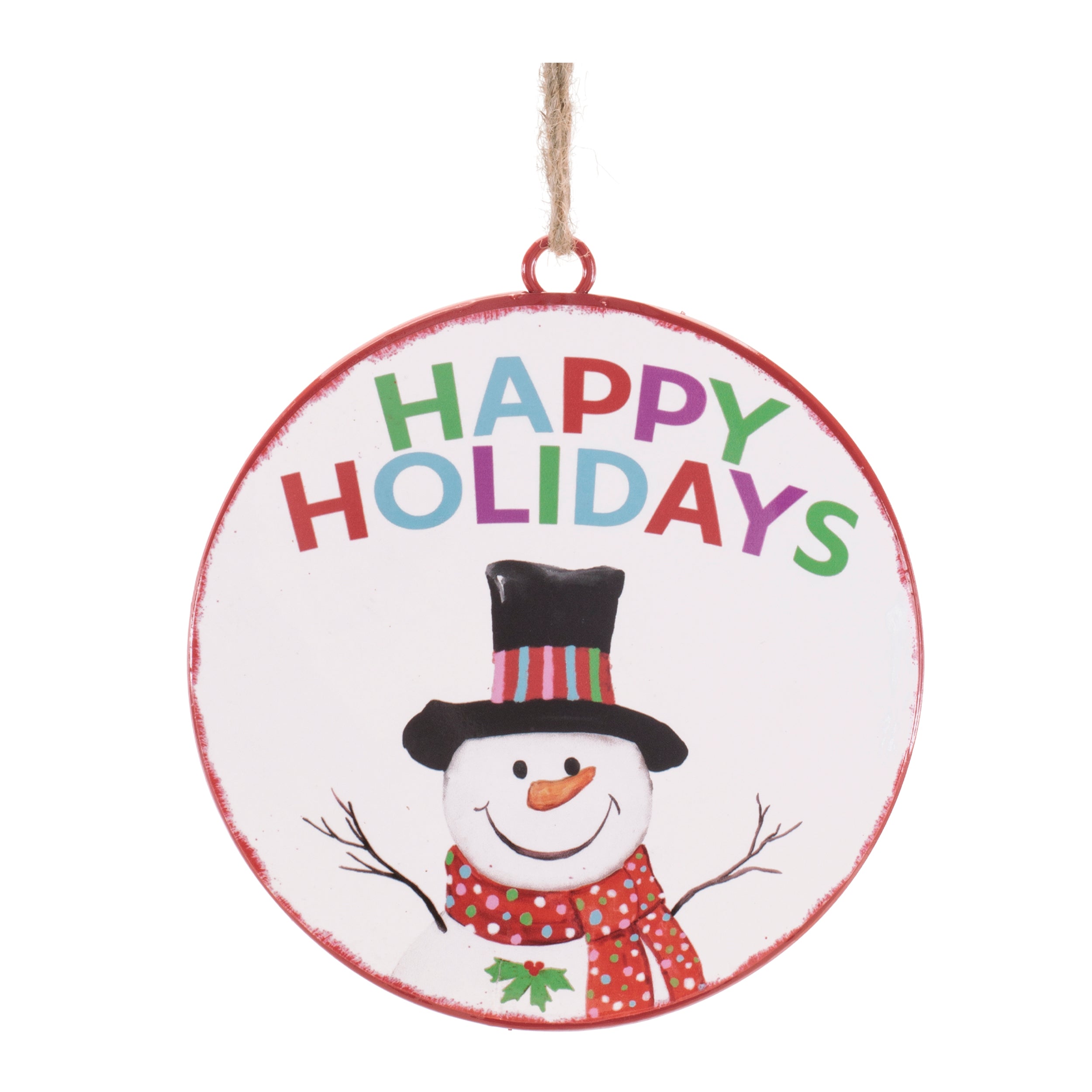 Happy Holidays Disc Ornament 6”D Iron