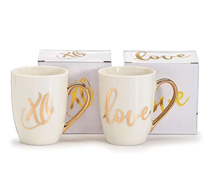 Love and XO Gilded Mugs (S/2)