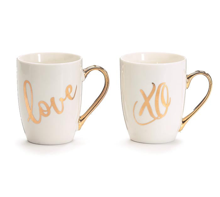 Love and XO Gilded Mugs (S/2)
