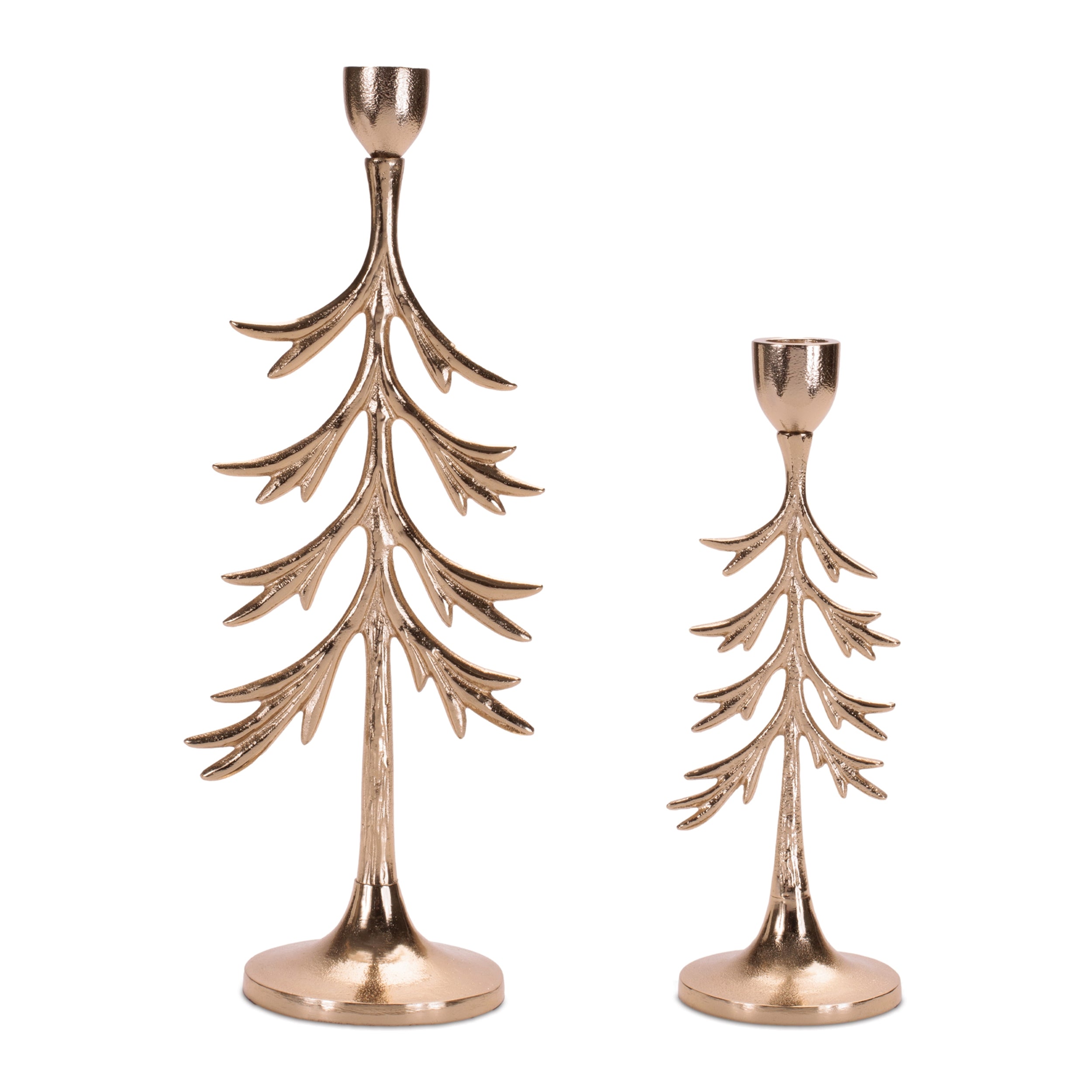 Tree Candle Holder (Set of 2) 9.25"H, 13"H Aluminum