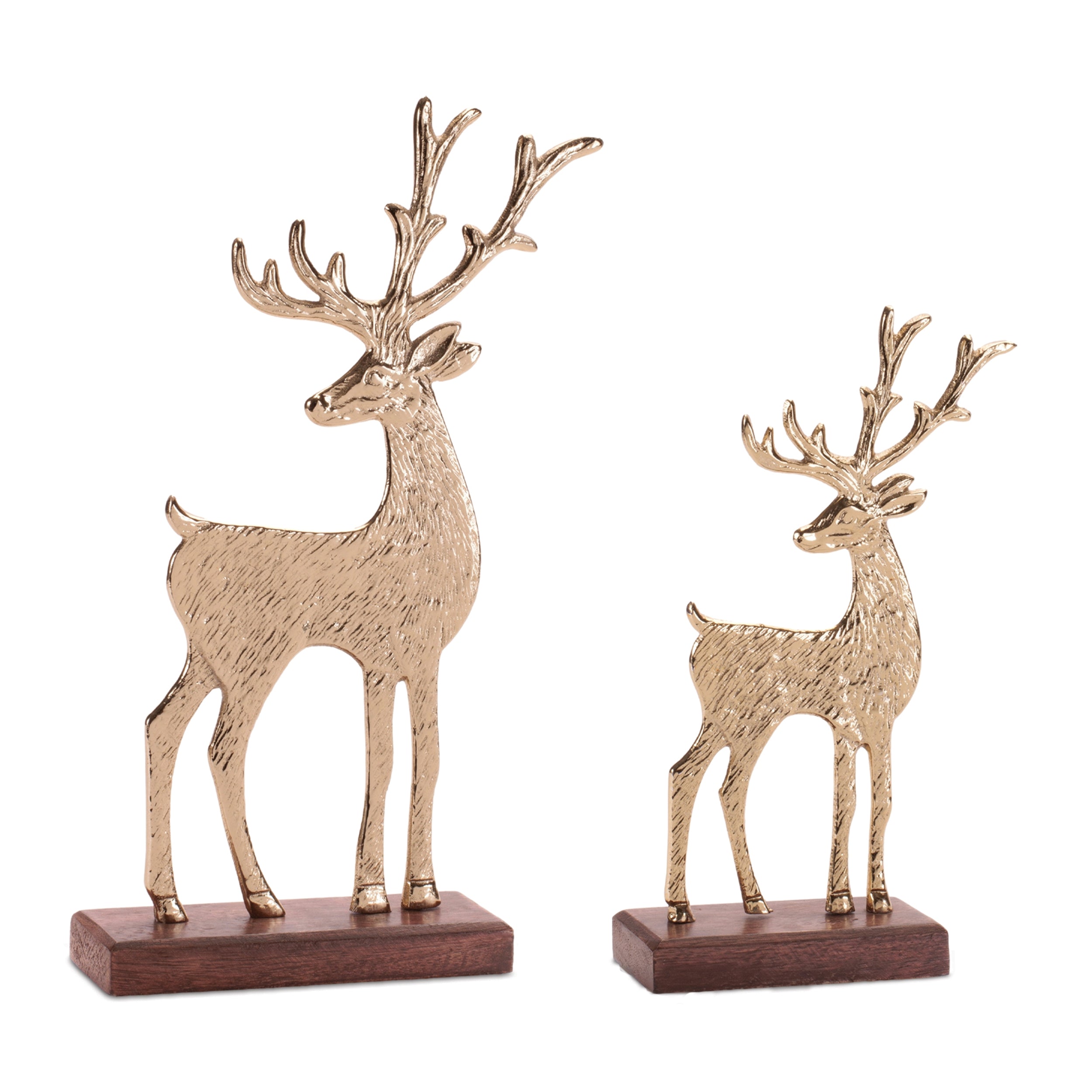Deer (Set of 2) 8.75"H, 11.5"H Aluminum/Wood