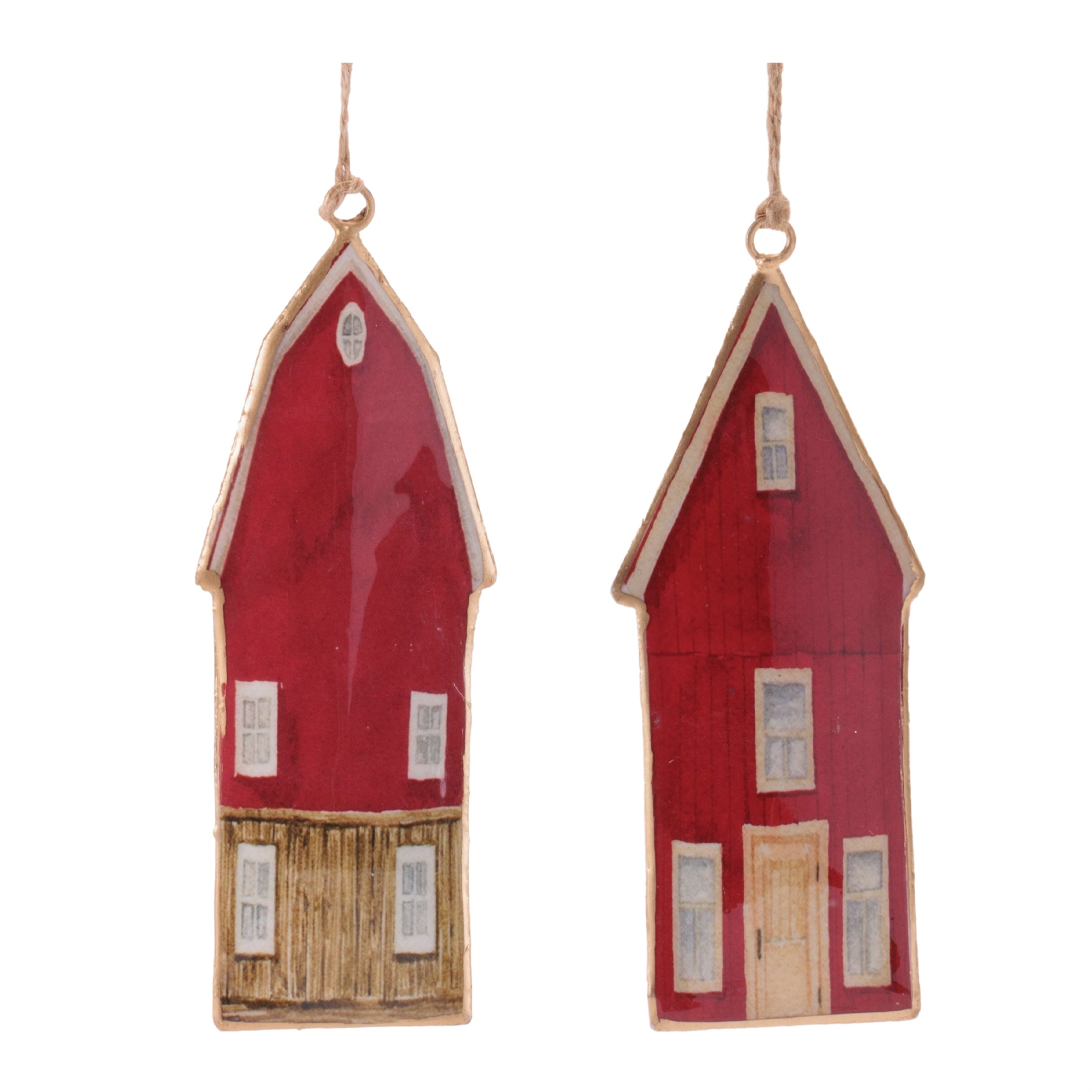 Barn and House Ornament (2 set of) 6”H Iron