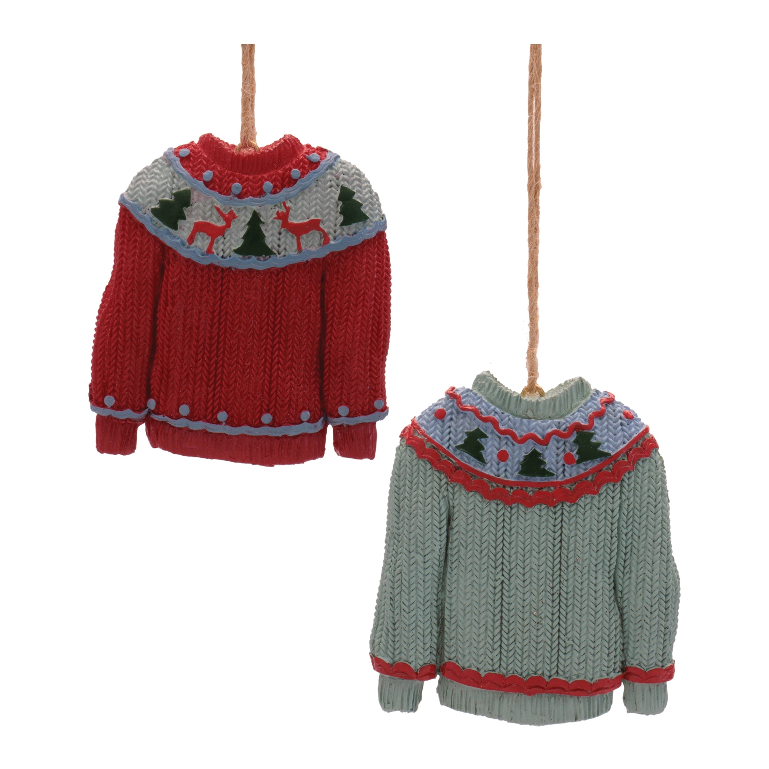 Sweater Ornament (2 set of) 3”H Resin