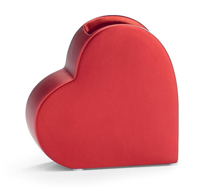 Satin Red Heart Ceramic Vase