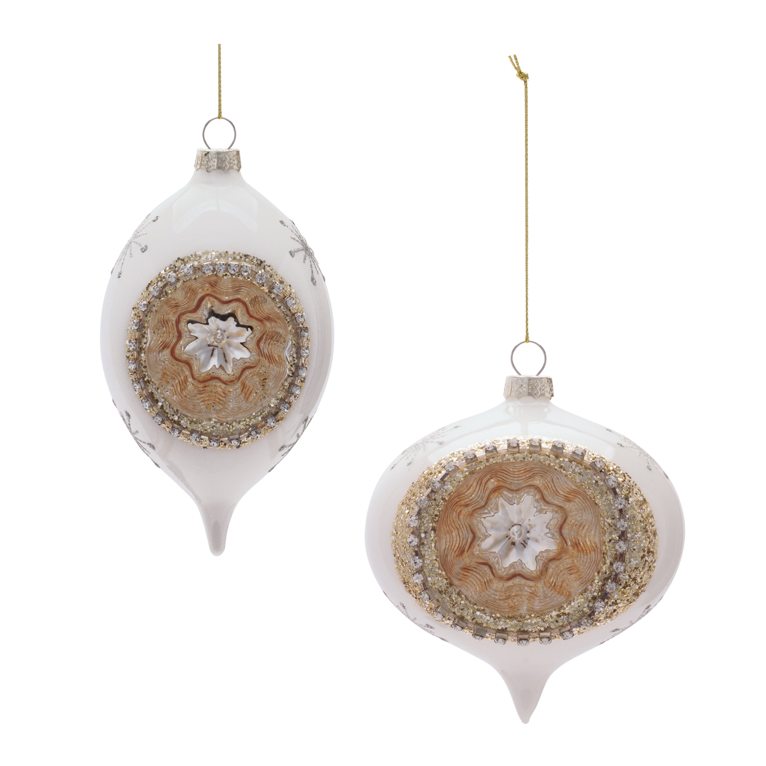 Reflector Ornament (2 set of) 3"H, 4"H Glass