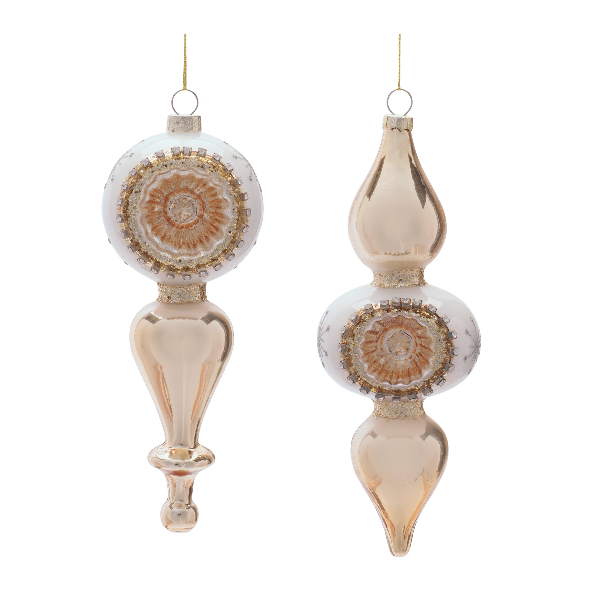 Finial Reflector Ornament (2 set of) 7.5”H Glass