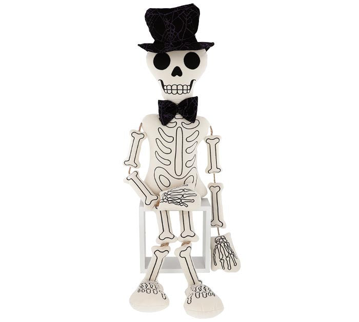 Large Embroidered Sitting Skeleton