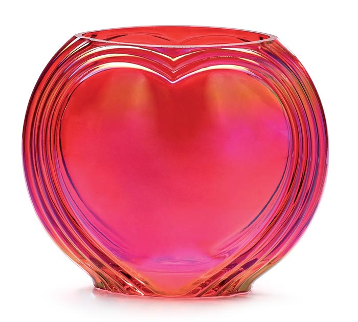 Iridescent Red Heart Fishbowl Vase