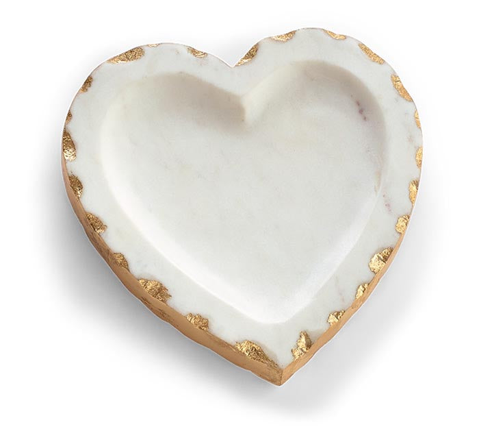 MARBLE HEART SHAPED TRAY WITH GOLD FOIL