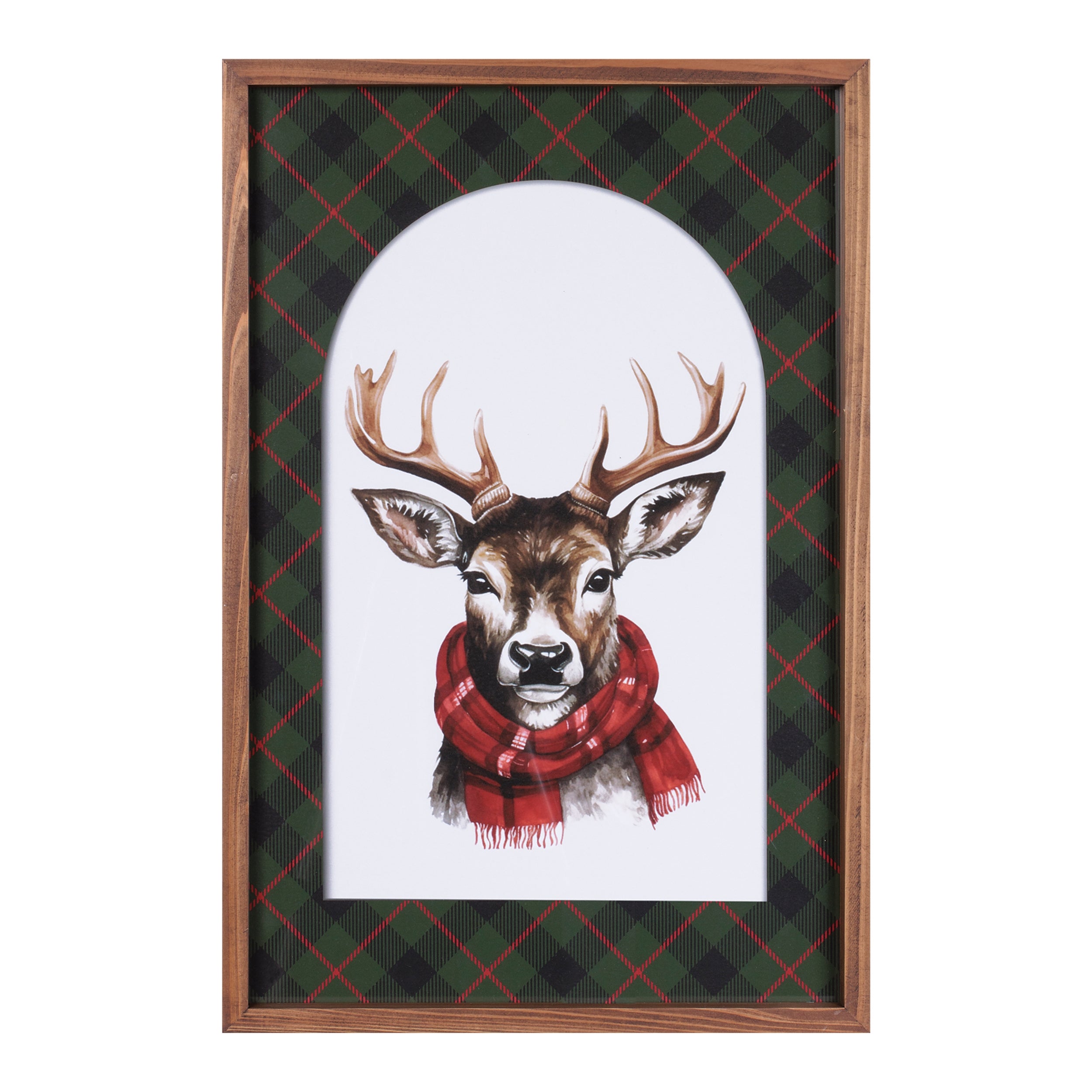 Framed Deer w/Scarf Print 15.75"L x 23.5"H MDF/Wood/Glass