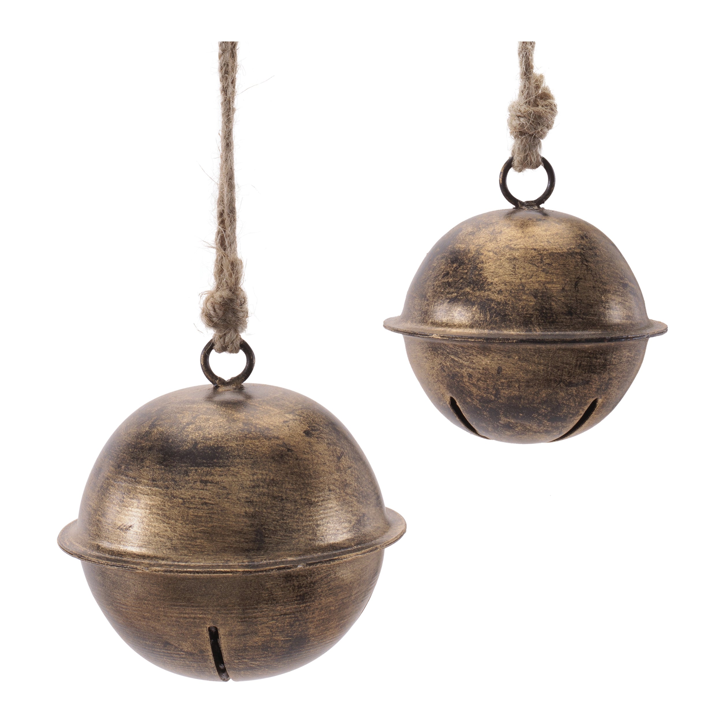 Bell Ornament (Set of 2) 3"D, 4"D Iron/Jute