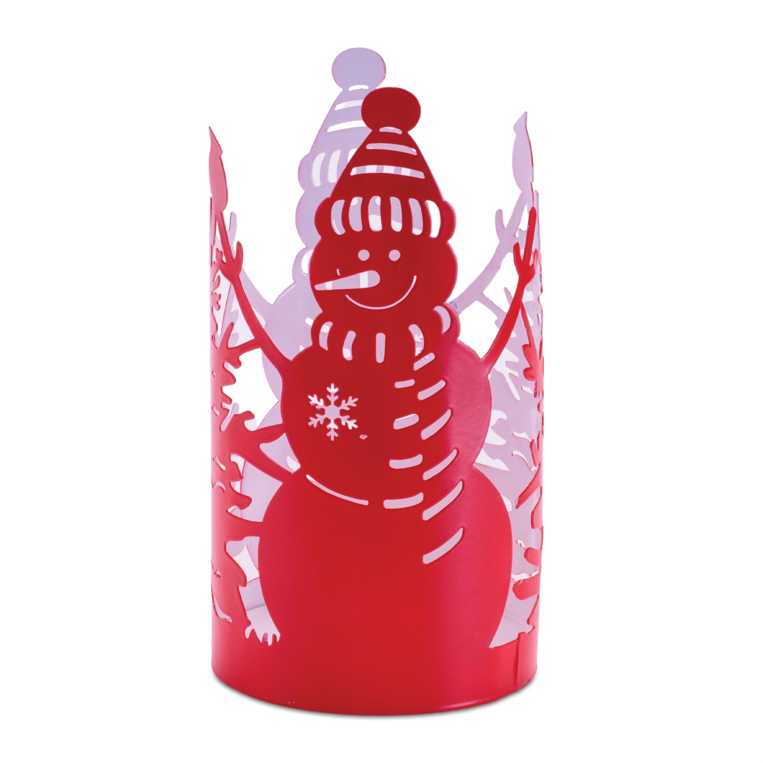 Snowman Candle Holder 4.5"D x 8.5"H Metal