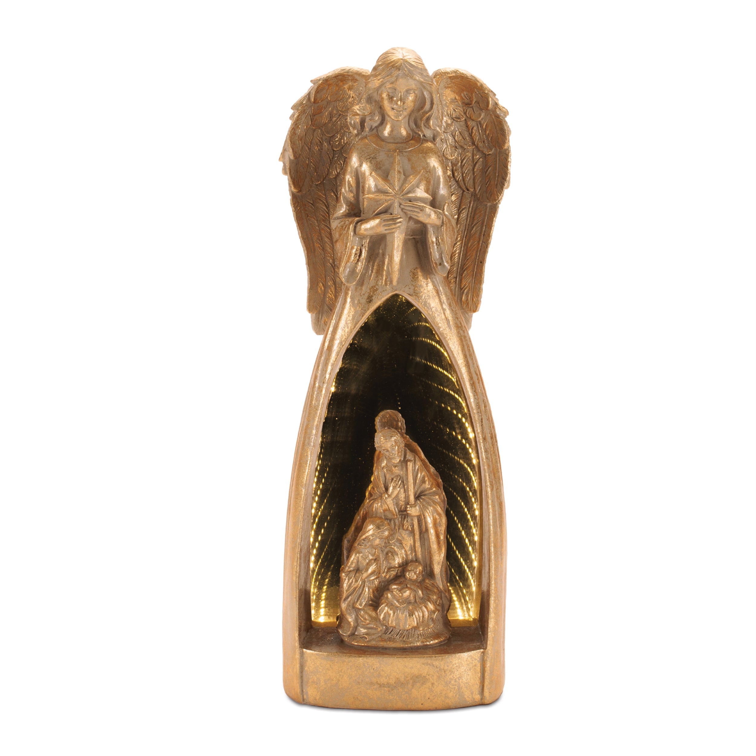 Angel Infinity w/Holy Family 15.5”H Resin/Acrylic USB Cord Included